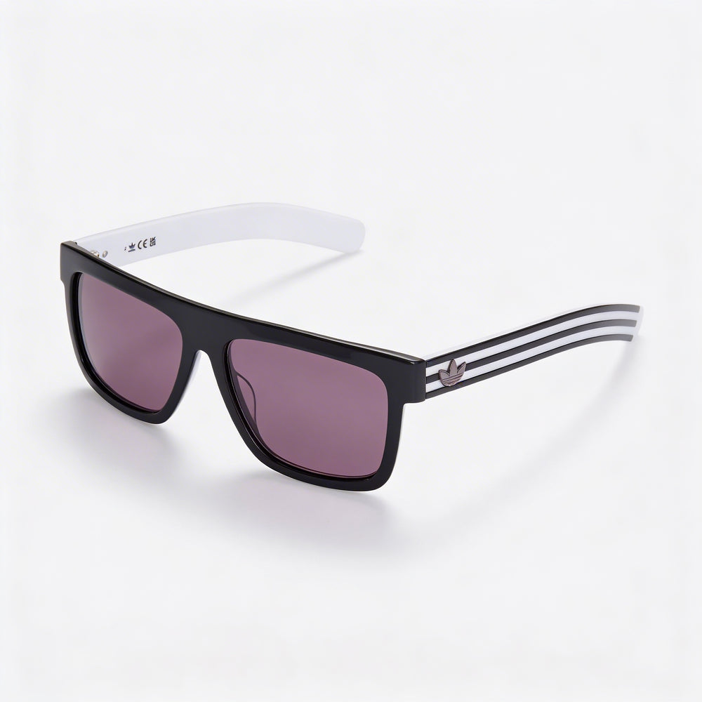Adidas Originals Or0127 Unisex Rectangular Plastic Sunglasses, Shiny Black Frame, Black Non-Polarized Lenses, 100% UV Protection 56mm