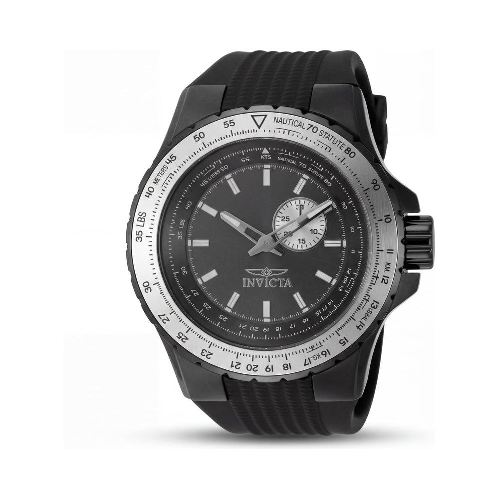 Reloj de cuarzo unisex Invicta Aviator 49720, acero inoxidable, esfera gris, correa de silicona, caja de 50 mm, resistente al agua 10 ATM