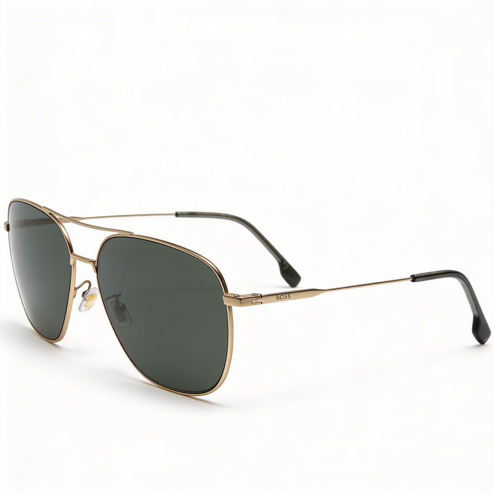 Hugo Boss 1557/O/F/S Aoz Aoz Gafas de sol para hombre, armazón de plástico dorado mate, lentes marrones sin polarizar con protección UV, 62 mm