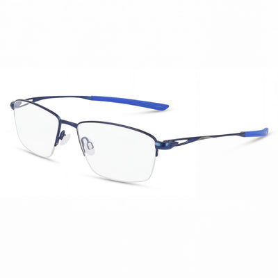 Gafas Nike 6045 de titanio para hombre con montura rectangular semicircular en azul marino satinado 54-17-145