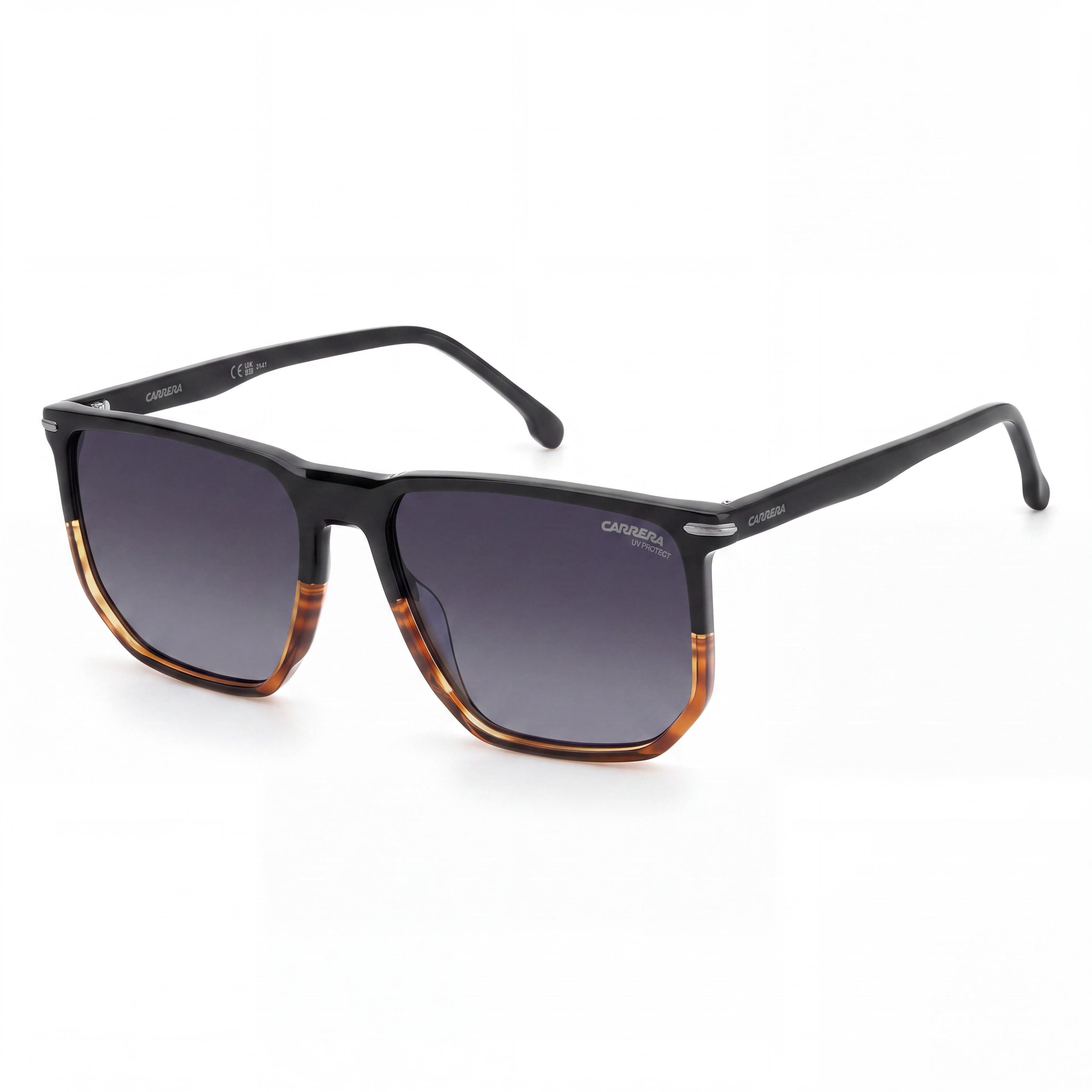 Carrera 329/S Unisex Acetate Frame Sunglasses, Black Havana, Polycarbonate UV Protection Dark Grey Heather Lenses 58mm, Photo 1