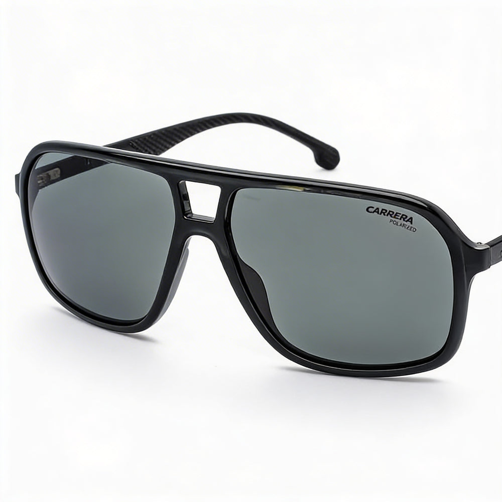 Gafas de Sol Clásicas Carrera para Hombre con Protección UV, Montura de Plástico Gris y Cristales de Acetato Grises no Polarizados