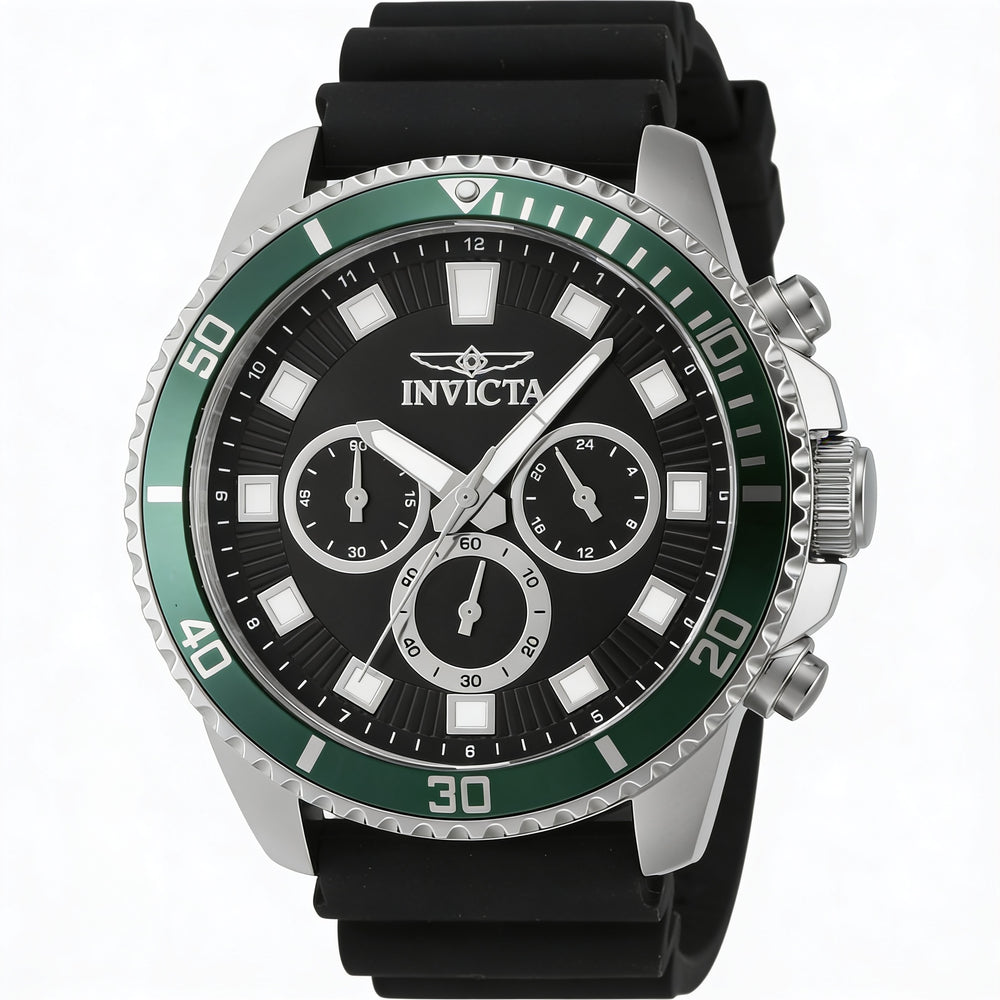 Invicta Pro Diver IN-46086-AMZUK Men's Silver Stainless Steel 45mm Chronograph Watch with Black Dial