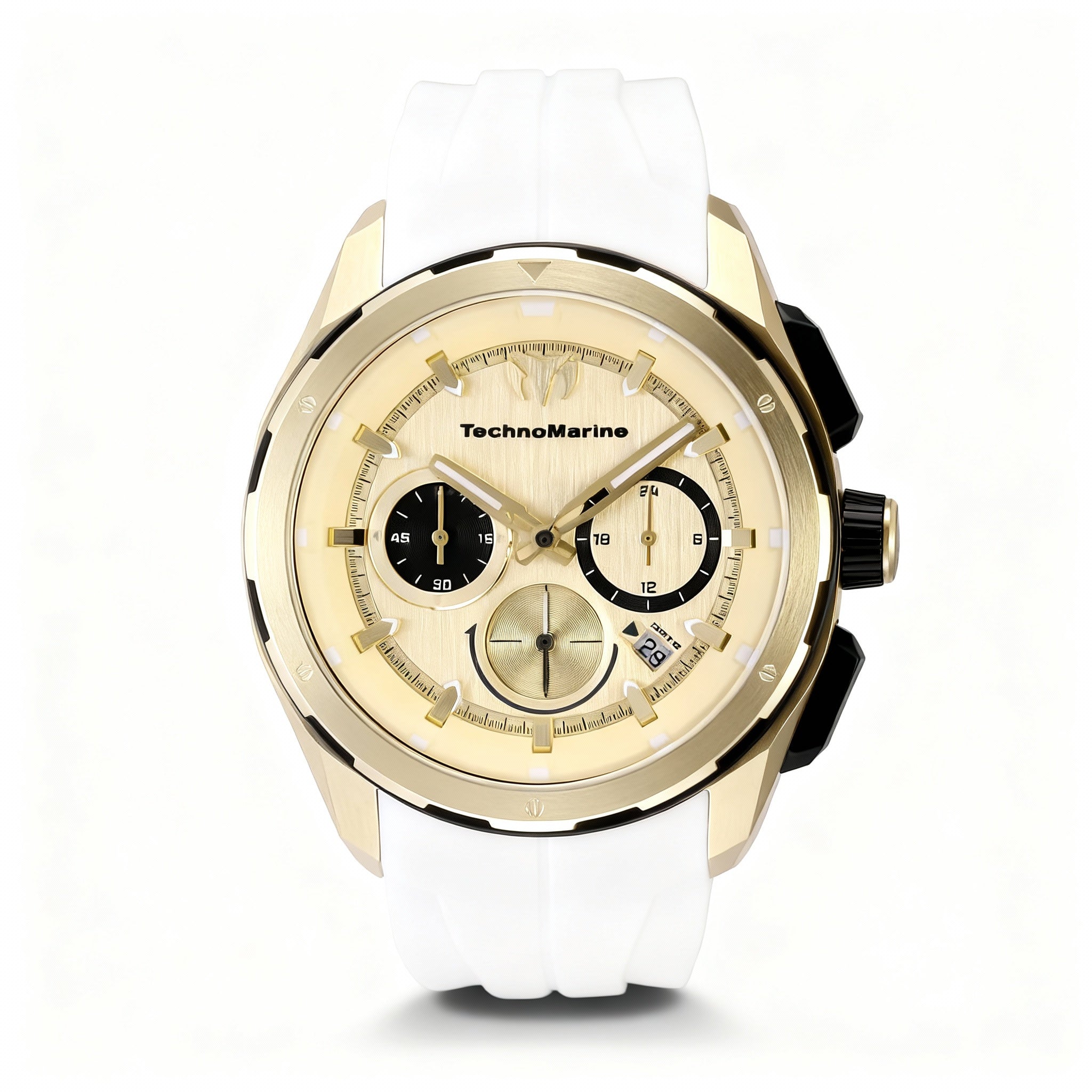 TechnoMarine OCEAN - NOMAD TM-318101 Unisex Chronograph Gold Dial 43mm Stainless Steel Silicone Strap