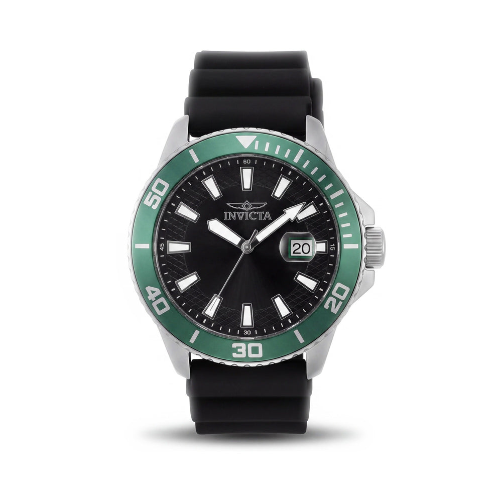 Invicta Pro Diver IN-46088-AMZUK Reloj unisex de 45 mm con caja de acero inoxidable negra y esfera negra, movimiento de cuarzo