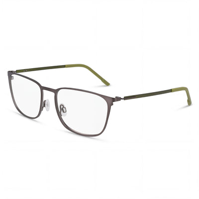 Montura óptica Flexon E1143 para hombre, construcción de metal, color algas gunmetal mate, ancho de lente de 54 mm