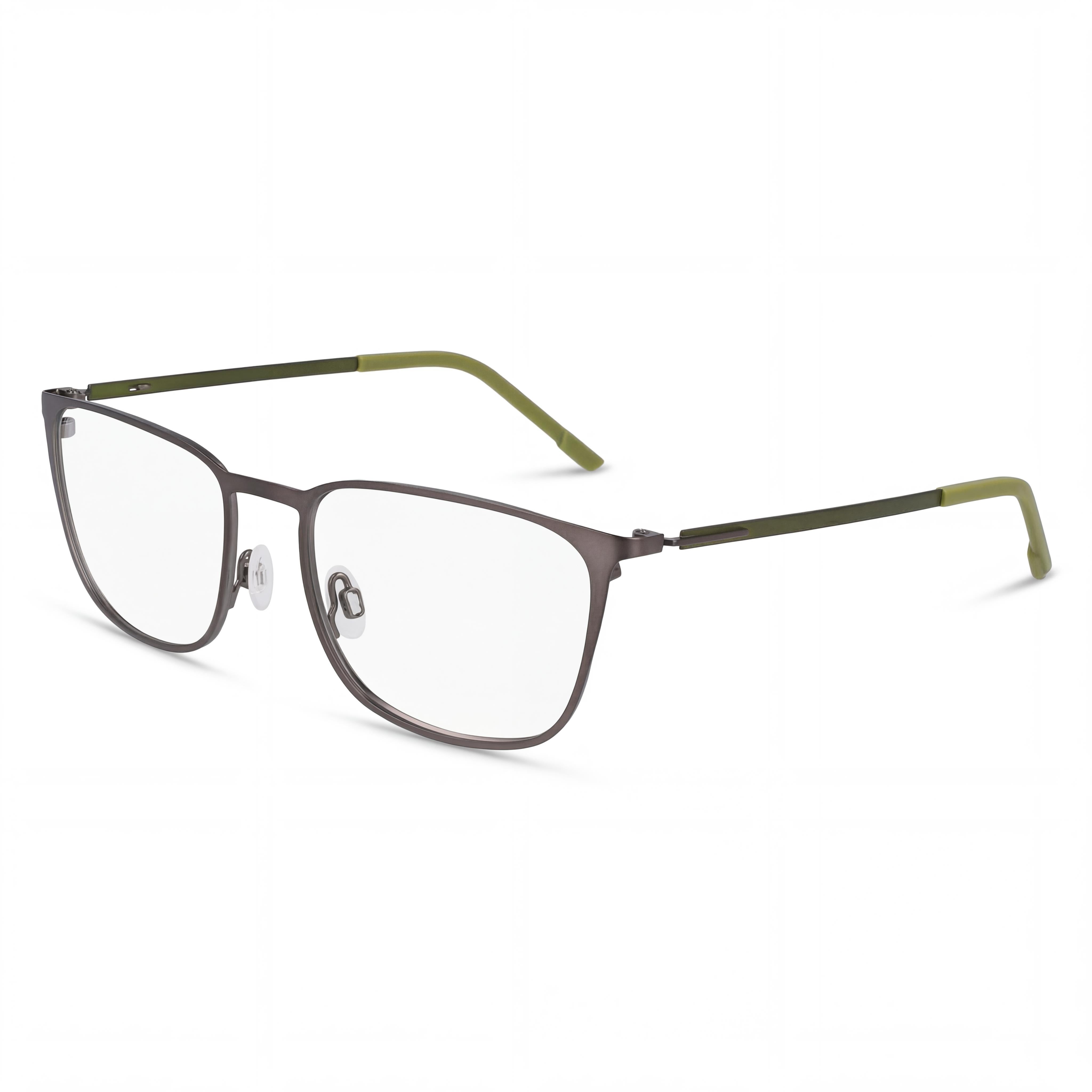 Flexon E1143 Men's Optical Frame, Metal Construction, Matte Gunmetal Kelp Color, 54mm Lens Width, Photo 1