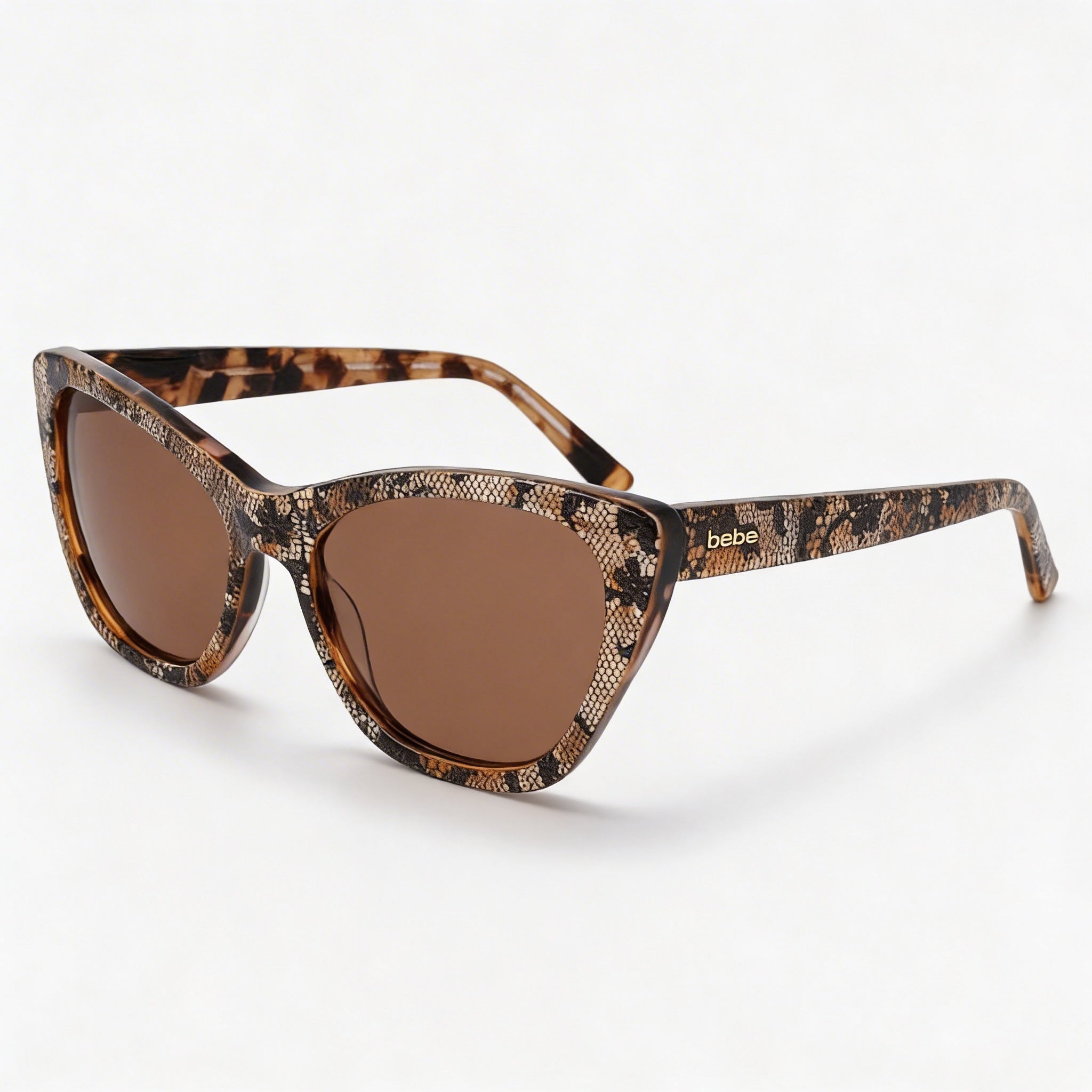 bebe Bb7254 Women's Brown Acetate Frame Eyewear with UV Protected Non-Polarized Lenses 56-17-140, Photo 1
