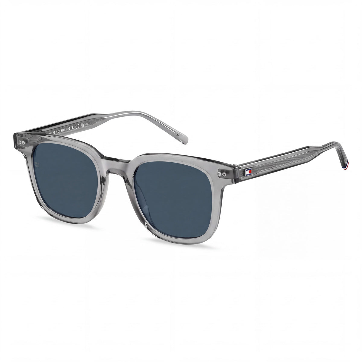 Gafas de sol unisex contemporáneas Tommy Hilfiger de acetato gris azulado con lentes negros no polarizados UV 400 de 48 mm, Photo 1