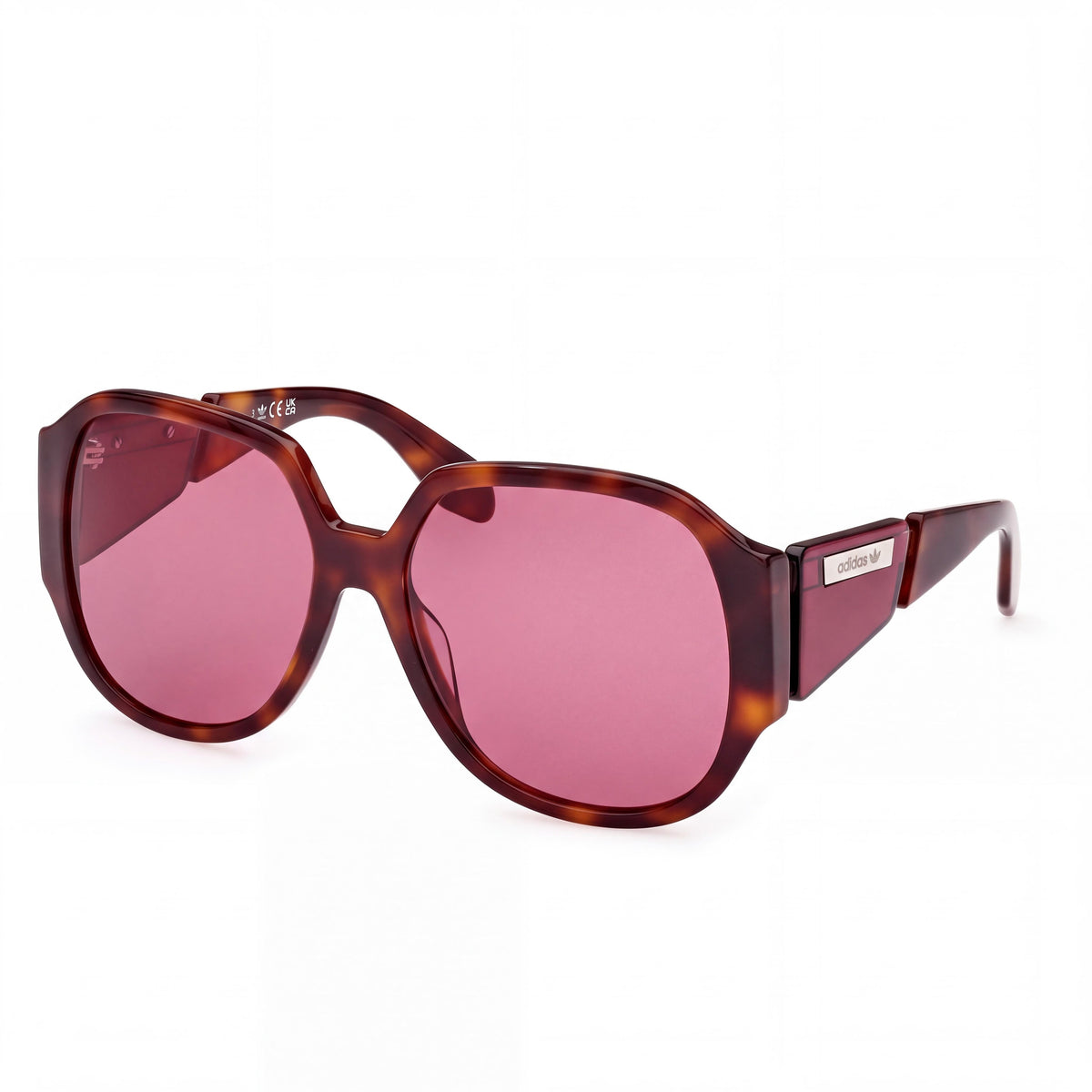adidas Originals OR0098 Women's Blonde Havana Plastic Frame Sunglasses with Bordeaux UV Lenses 59mm, Photo 1