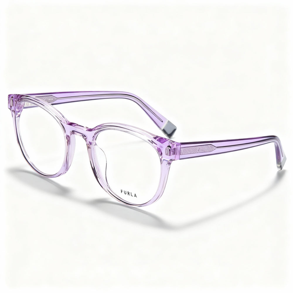 Furla Vfu642v Unisex Acetate Shiny Transparent 50mm Eyeglasses with Non-Polarized Gradient Lenses