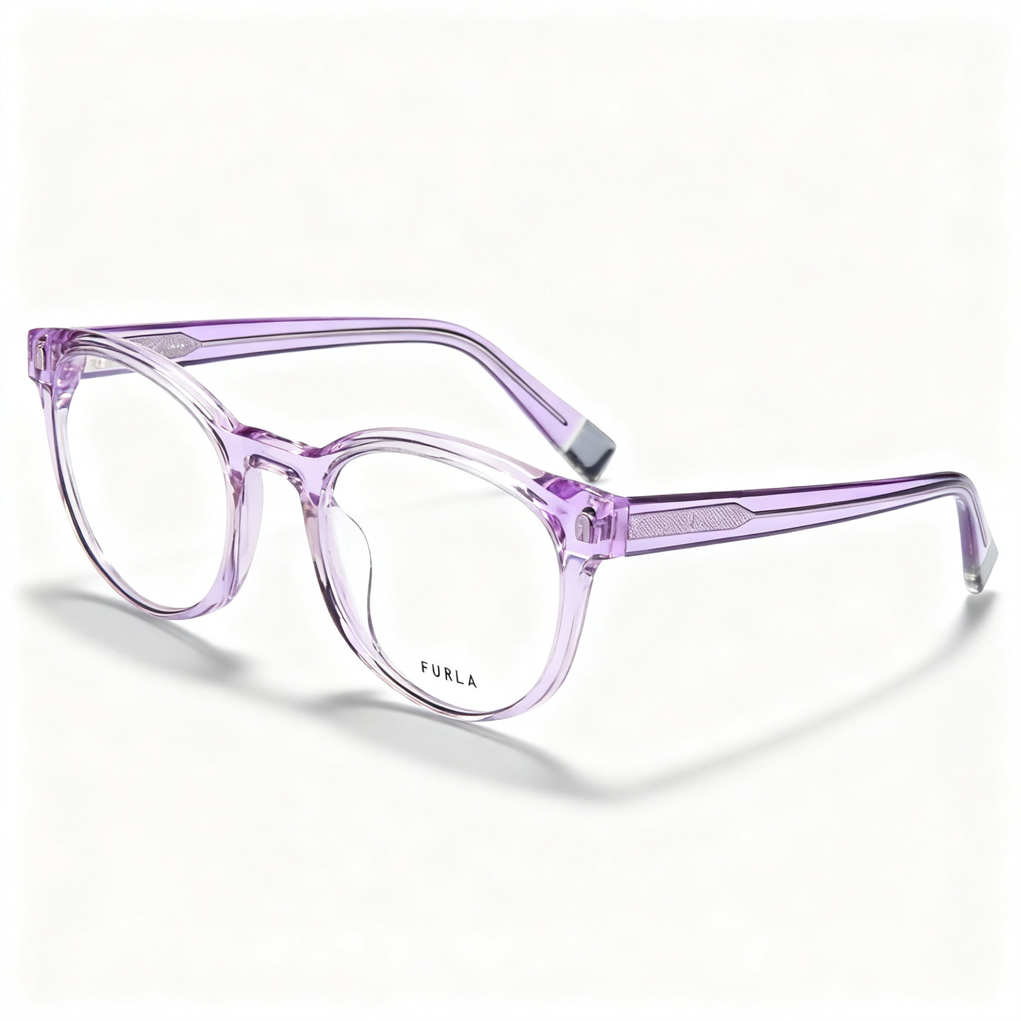 Furla Vfu642v Unisex Acetate Shiny Transparent 50mm Eyeglasses with Non-Polarized Gradient Lenses
