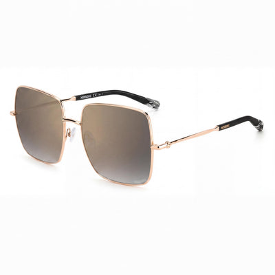 Gafas de sol Missoni Classic Glam de aleación de acero no polarizadas para mujer, 100 % UV, montura gris oro rosa, lentes oro rosa de 58 mm