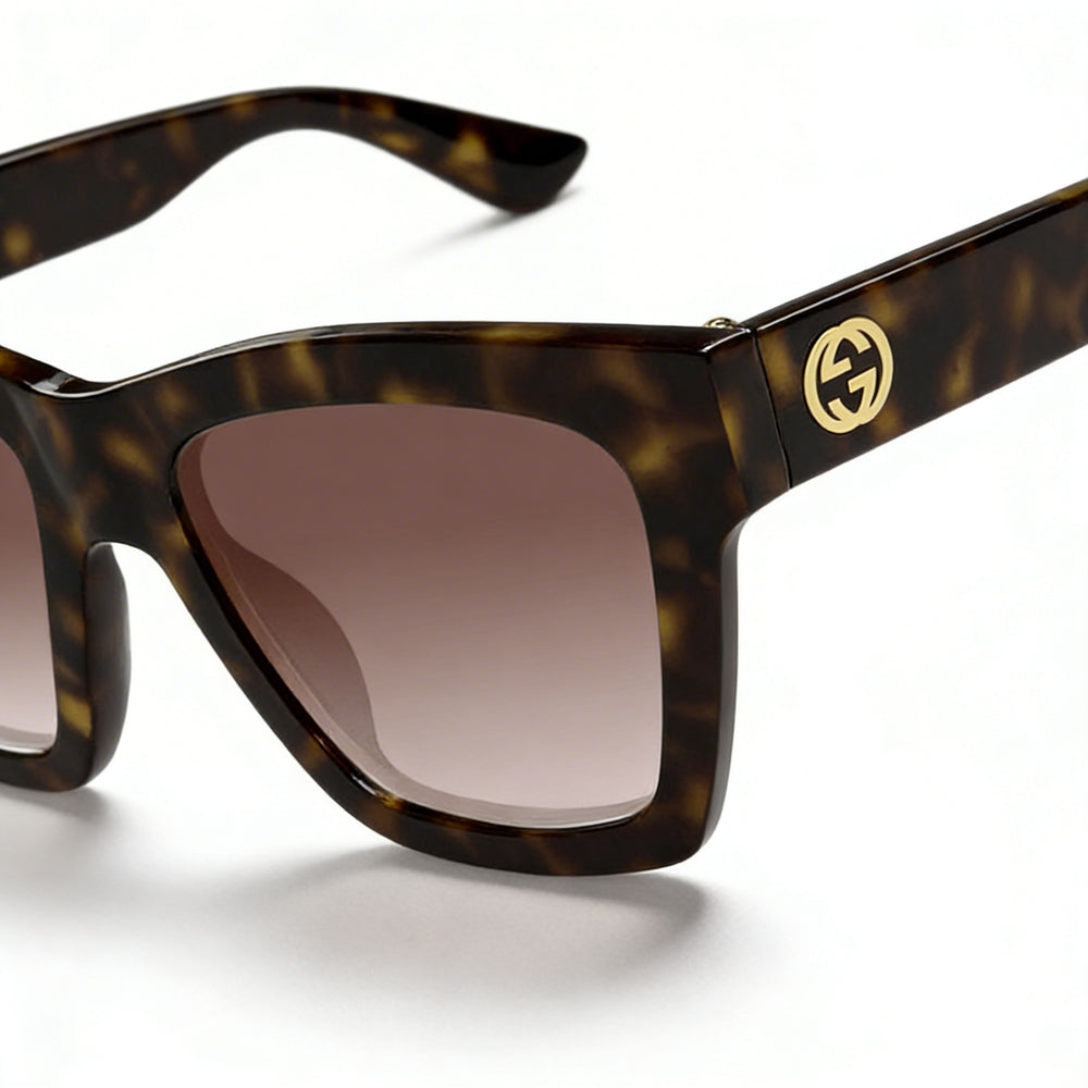Gucci Gg1714s-002 Women's Full Rim Cat Eye Non- Plastic Frame in Havana Brown Sunglasses 54