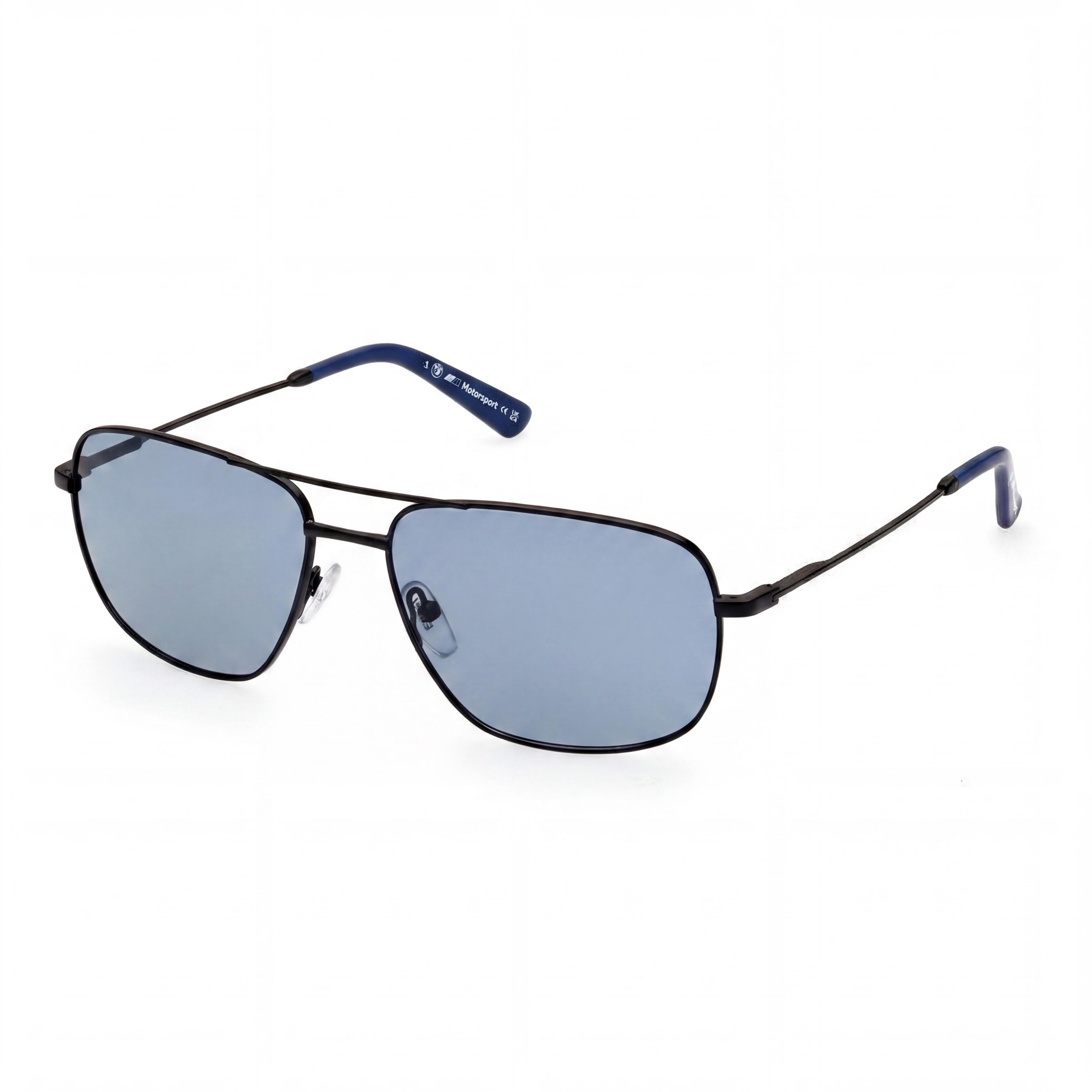 BMW Men's Metal Sun Glasses, Matte Black/Blue, Polarized UV Protection Lenses, Size 59-16-145, Photo 1