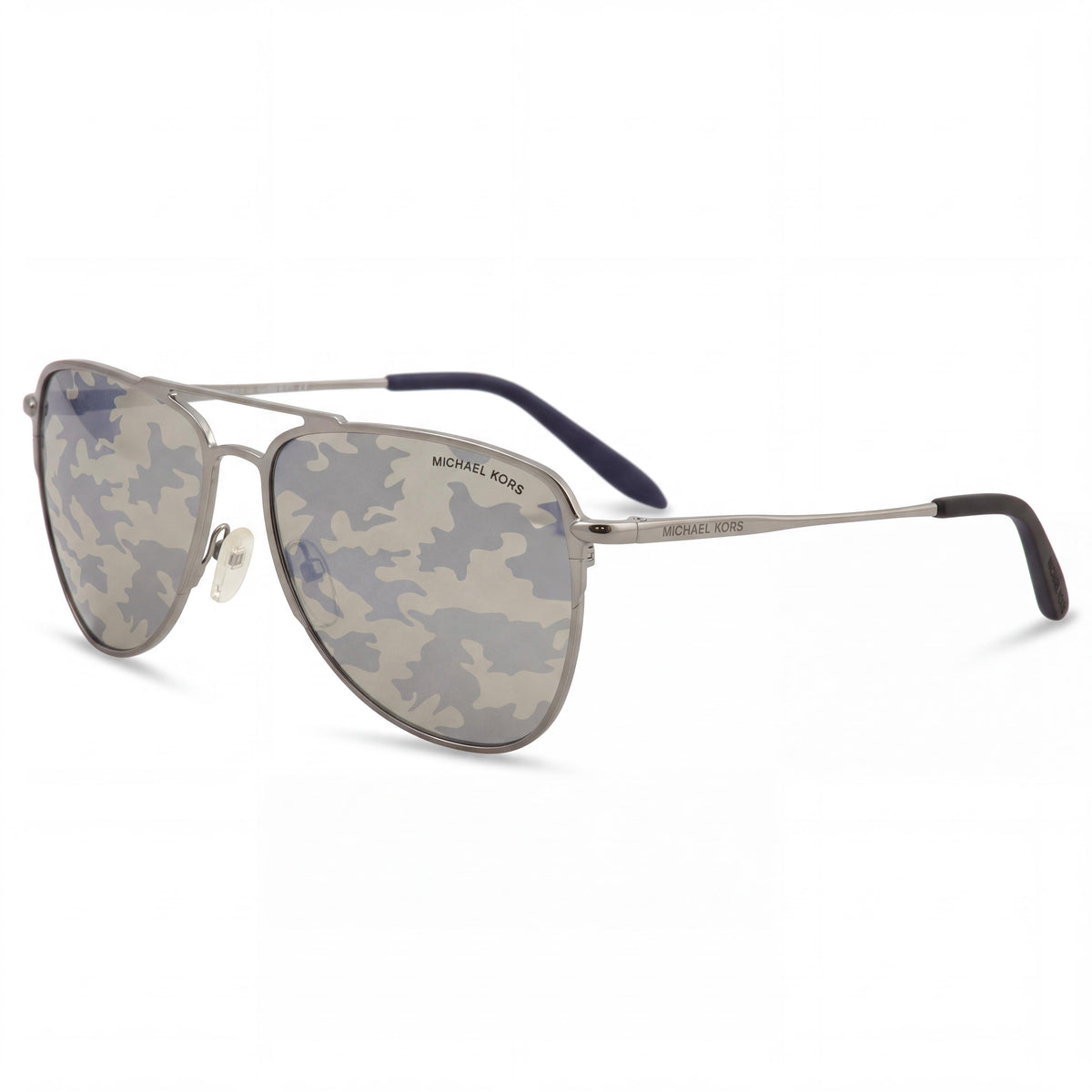 Michael Kors MK1049-1232-F-59 Women's Gunmetal Metal UV Protected Non-Polarized Silver Navy Leopard Print Mirror 59mm, Photo 1