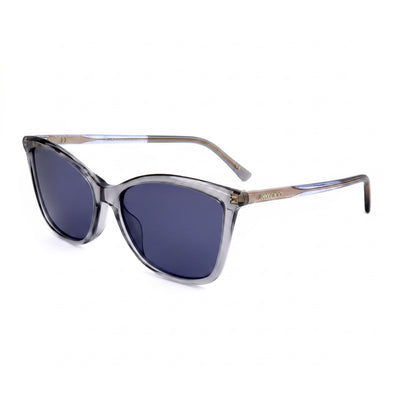 Jimmy Choo Classic Women's Rectangular Super-Slim Glittery Acetate Grey Sunglasses, Lens Width 56mm