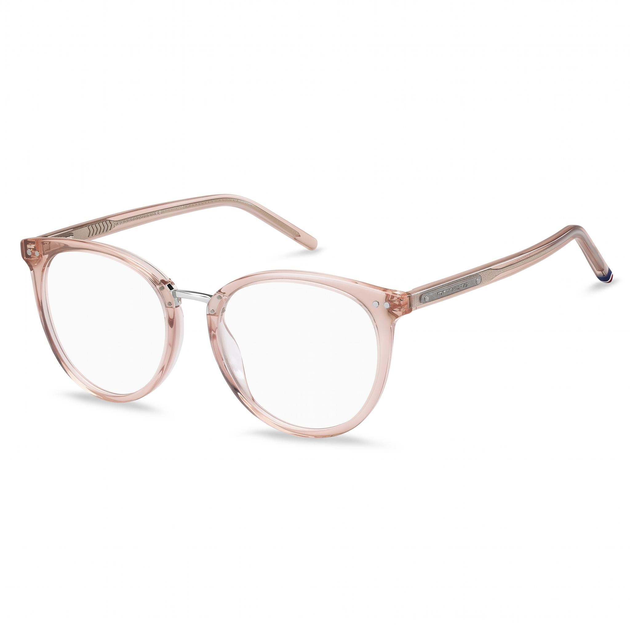 Tommy Hilfiger TH 1734 Women's Oval Acetate Stainless Steel Eyeglasses Light Pink Or Gray Frame, Light Pink Lens 50mm, Photo 1