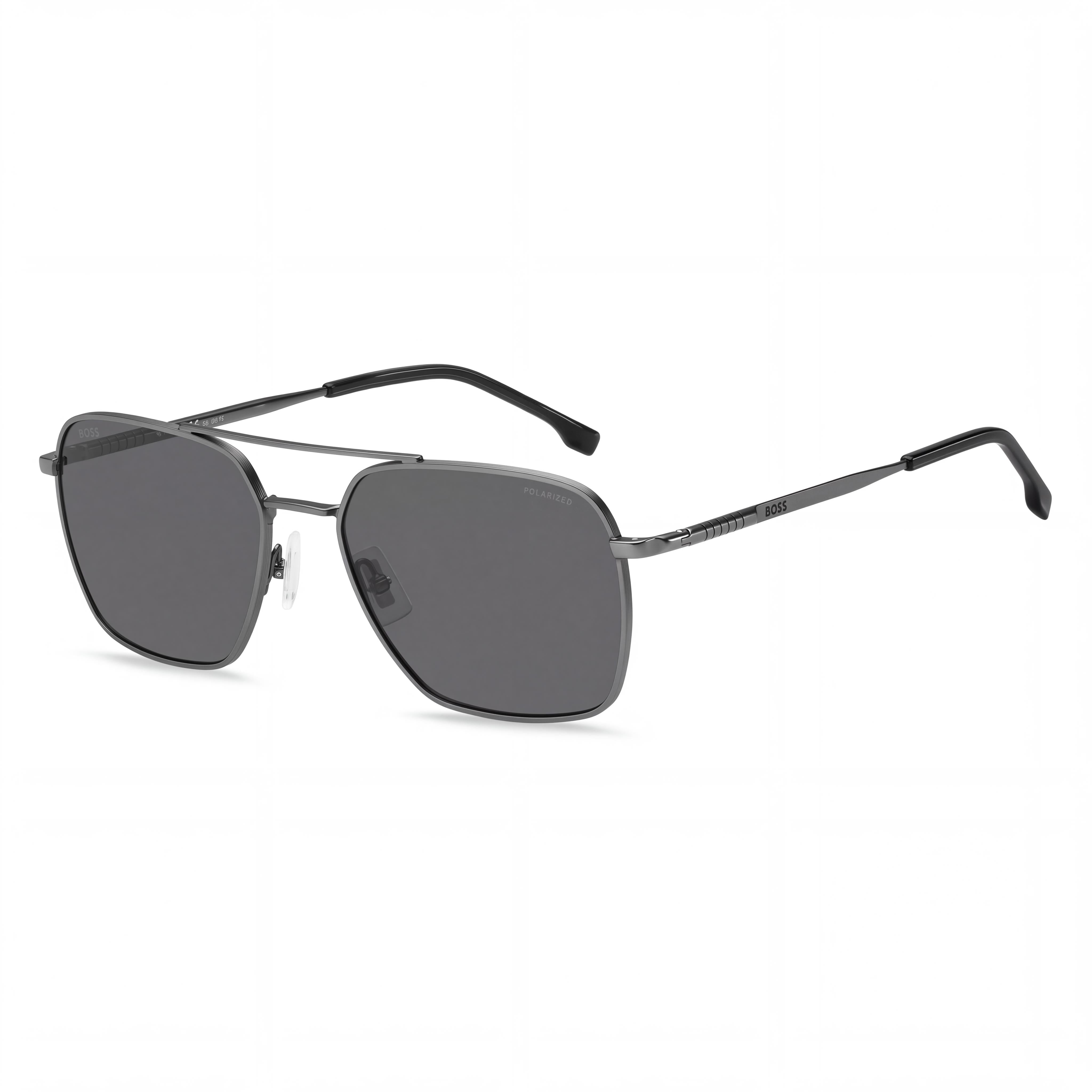 Hugo Boss Boss 1414/S Gafas de sol unisex de metal con protección UV no polarizada, con montura rutenio oscuro mate y lentes rutenio oscuro de 57 mm, Photo 1