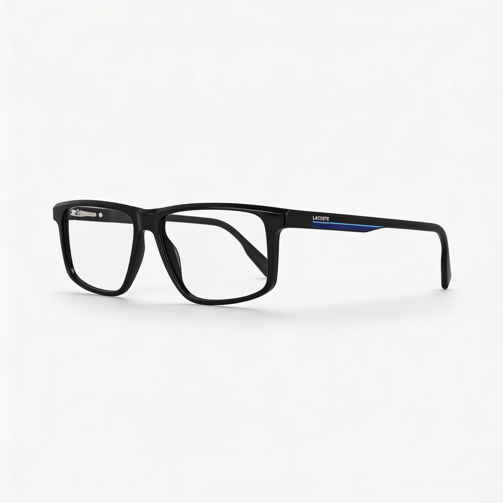 Lacoste Casual Black Frame Ophthalmic Eyeglasses for Men with Transparent Plastic Lenses 55-14-145