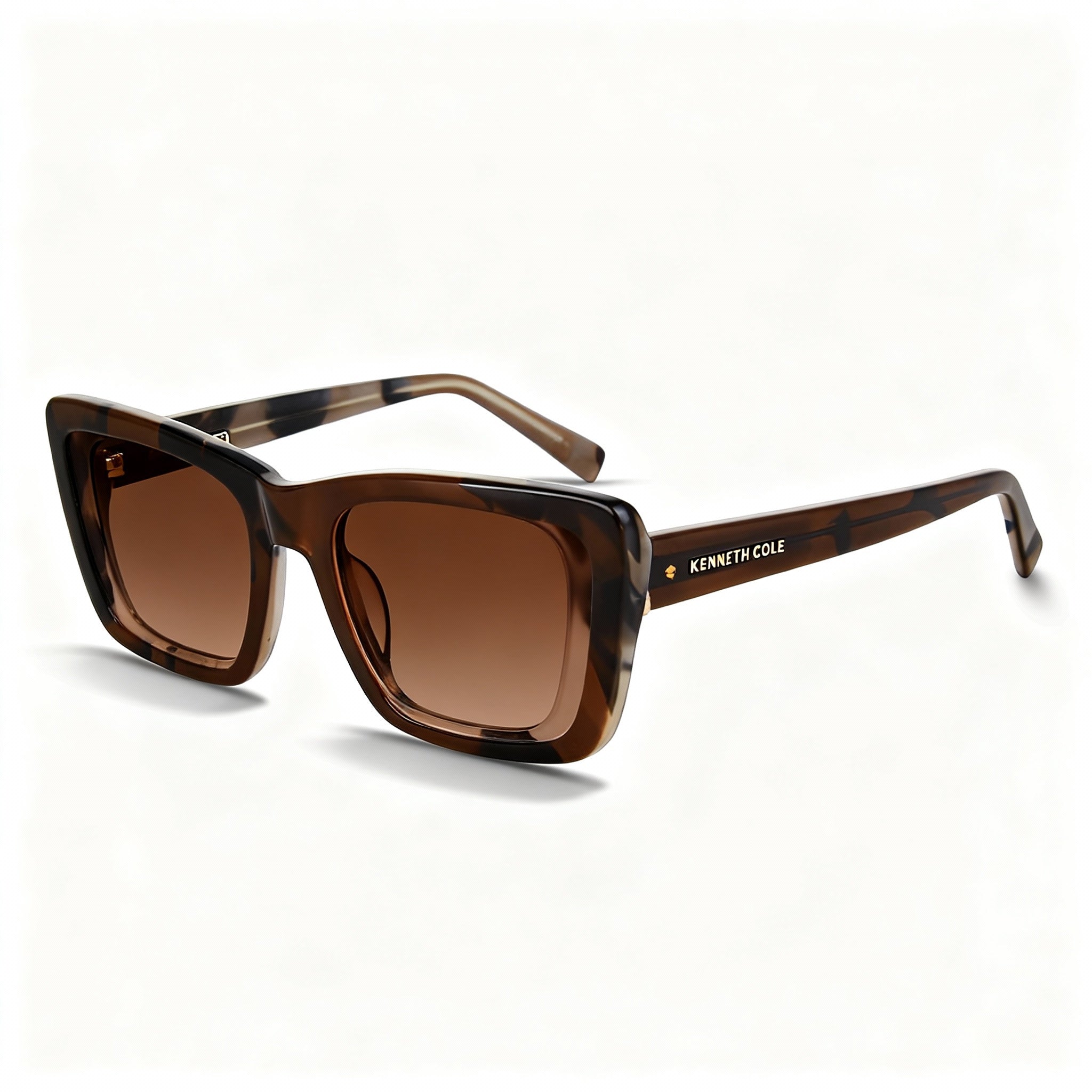 Kenneth Cole New York Kc5145f Women's Plastic Sunglasses, Shiny Light Brown, Gradient Brown Lenses, 51-19-140