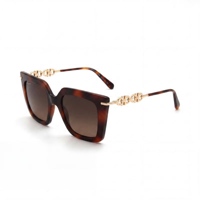 Ferragamo Classic Women's Square Classic Havana Alloy Steel 51mm UV Protection Non-Polarized Eyewear