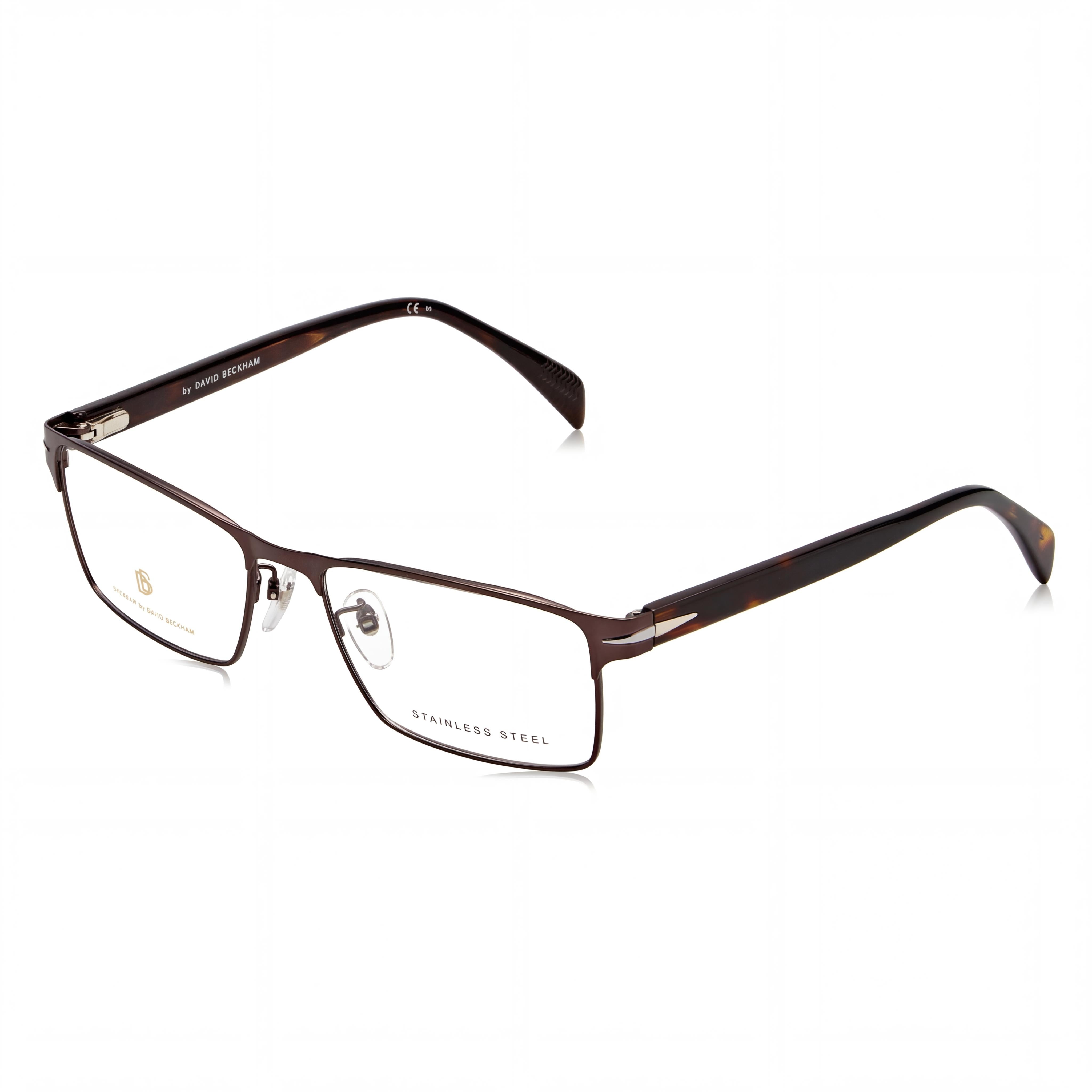 David Beckham DB 7015 Unisex Stainless Steel Full-Rim Rectangular Eyeglasses Matte Brown 56mm, Photo 1