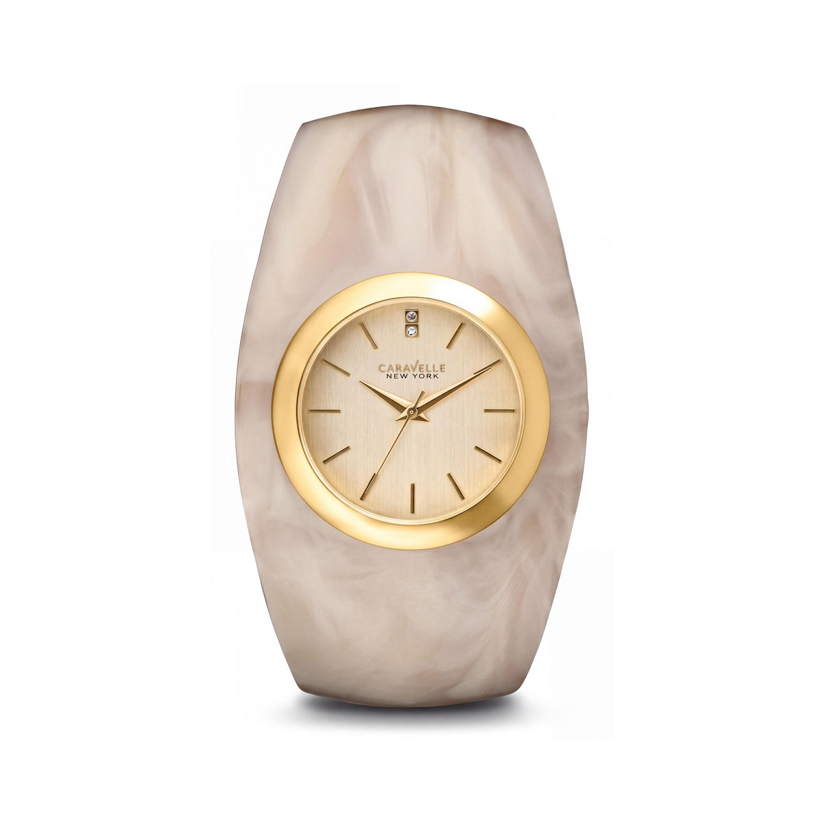 Bulova 44L135 Women's 36mm Quartz Watch with Gold-Tone Bezel, Champagne Dial, and Beige Plastic Bangle, Photo 1