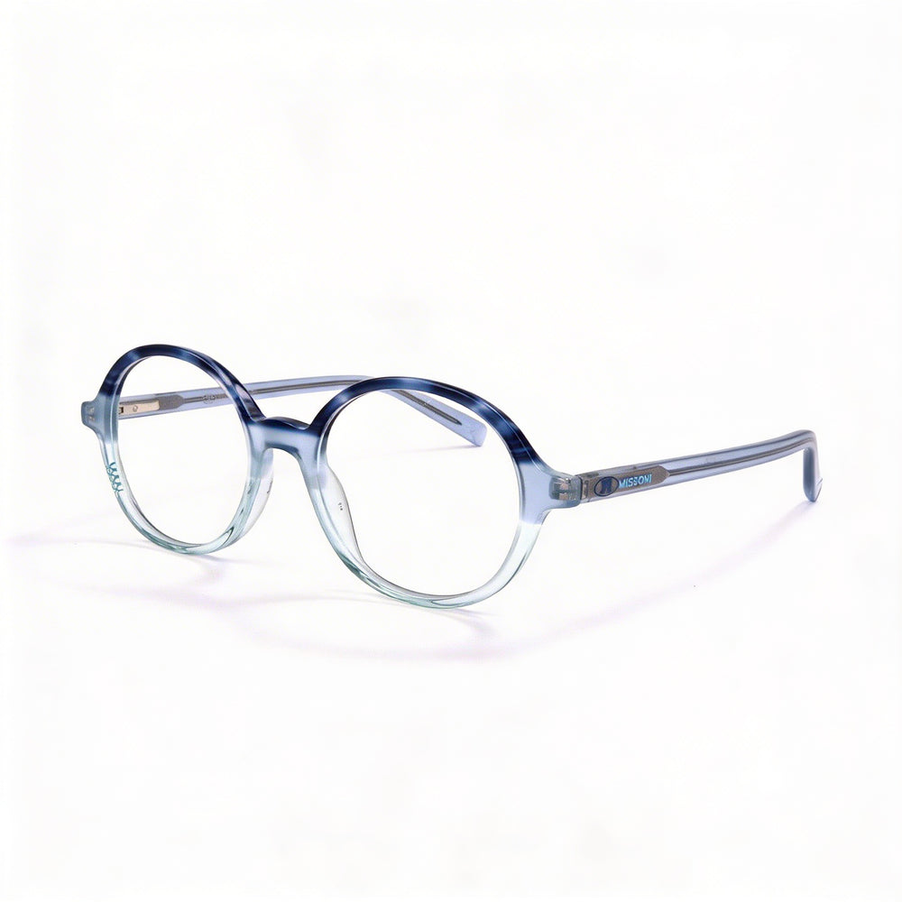 M Missoni MMI 0012 Women's Tri-Tone Blue Horn Acetate Full-Rim Round Optical Glasses 48-18-140mm