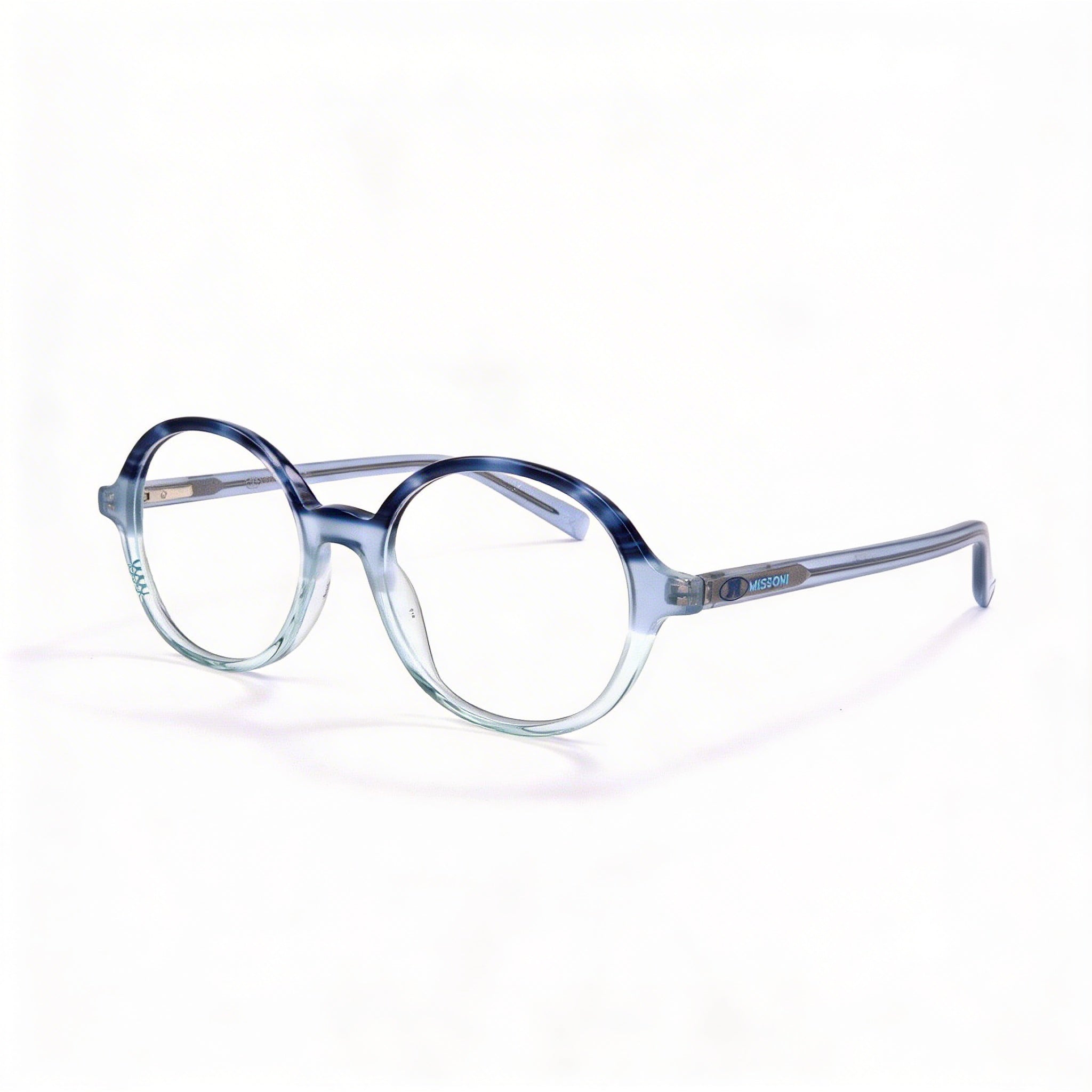 M Missoni MMI 0012 Women's Tri-Tone Blue Horn Acetate Full-Rim Round Optical Glasses 48-18-140mm, Photo 1