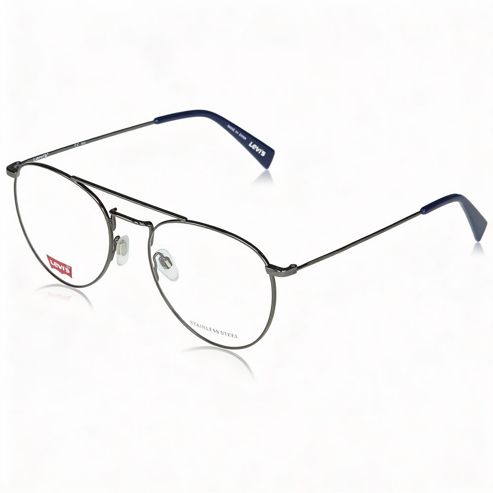 Levi's Lv 1006 Unisex Round/Oval Metal Eyeglasses, Dark Ruthenium, Lens 54mm Bridge 19mm Temple 145mm