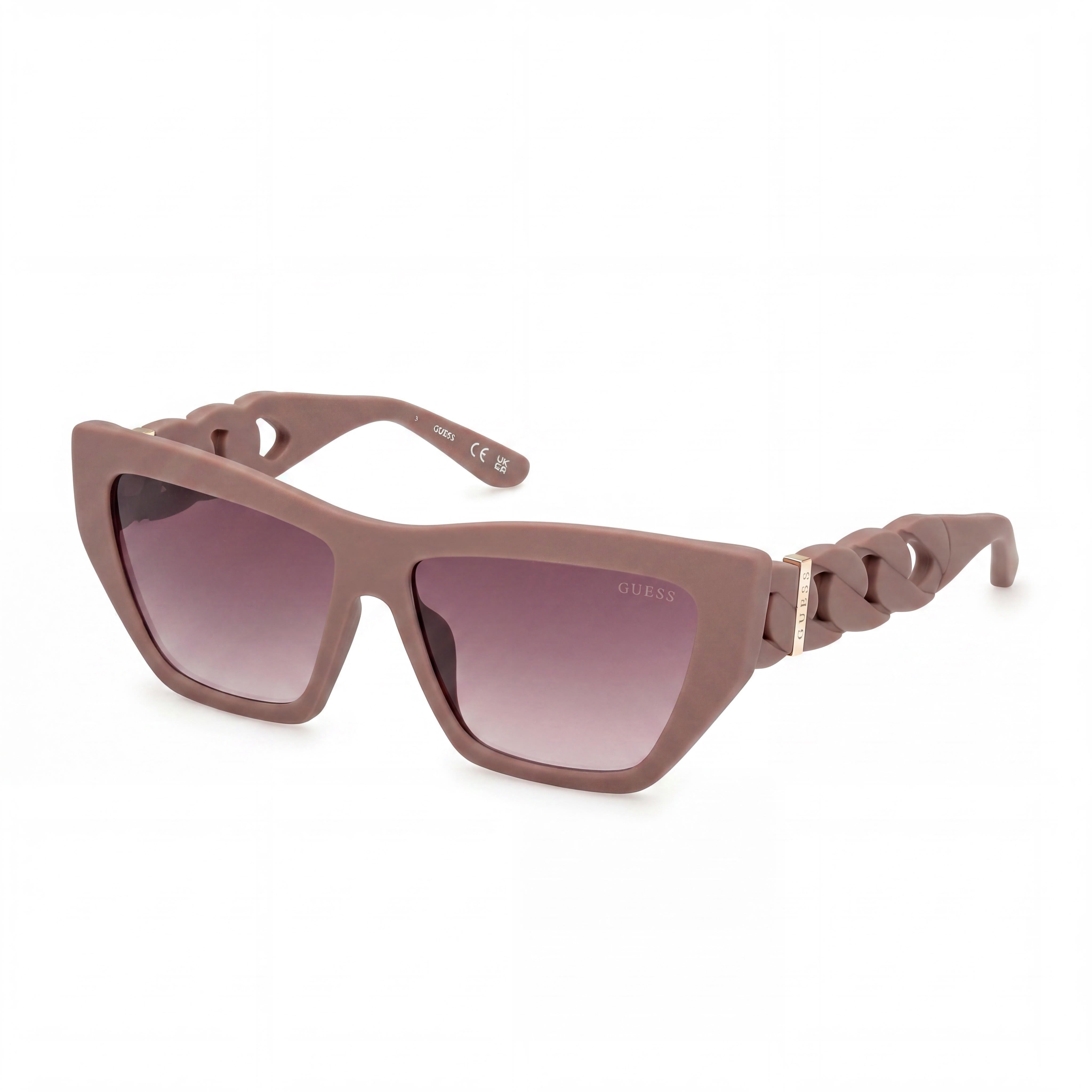 GUESS Modern Women's Matte Beige Injected Cat-Eye Gradient Brown UV Protection Sunglasses 56mm, Photo 1