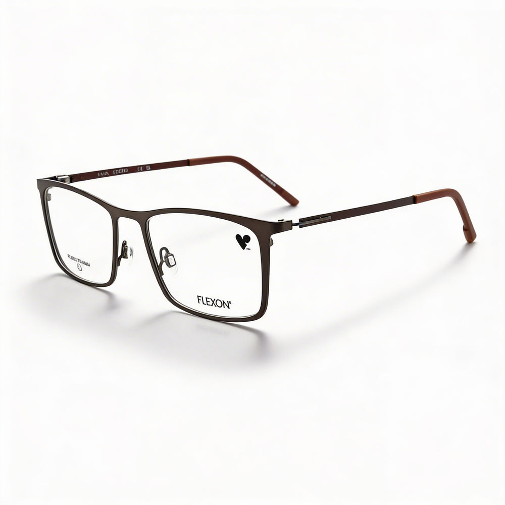 Monturas de gafas Flexon para hombre con lentes de demostración transparentes, listas para prescripción personalizada, en bronce gris mate sepia