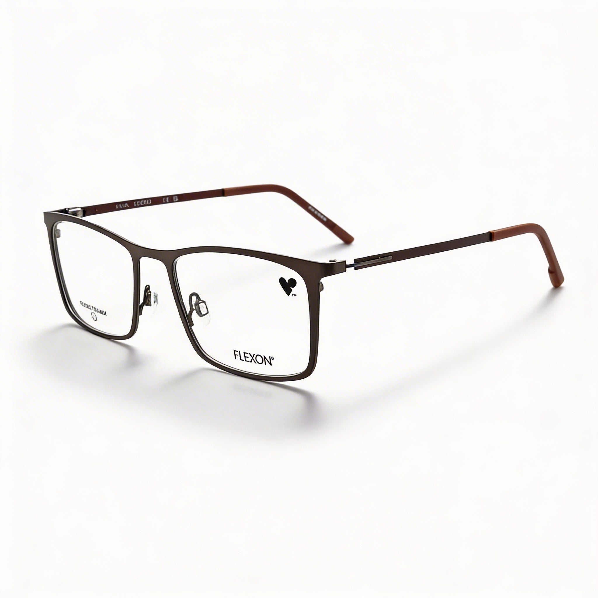 Flexon Men's Eyeglass Frames with Clear Demo Lenses, Ready for Custom Prescription, in Matte Gunmetal Sepia, Photo 1