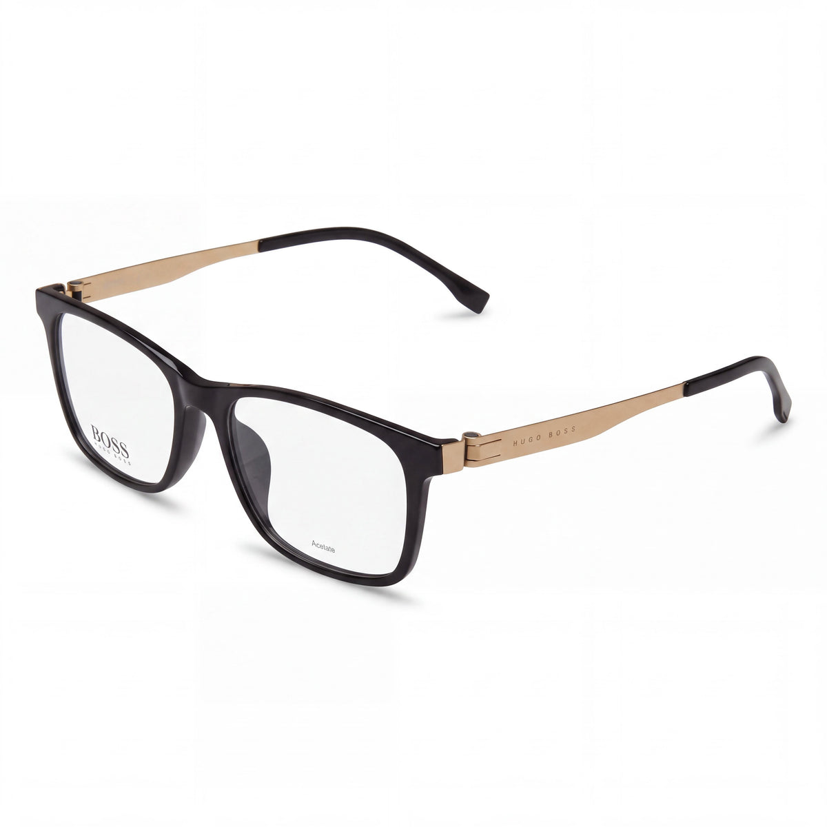 BOSS Audio Systems B1343f Unisex Rectangular Acetate & Stainless Steel Black Gold Optical Eyeglass Frames 54mm, Photo 1