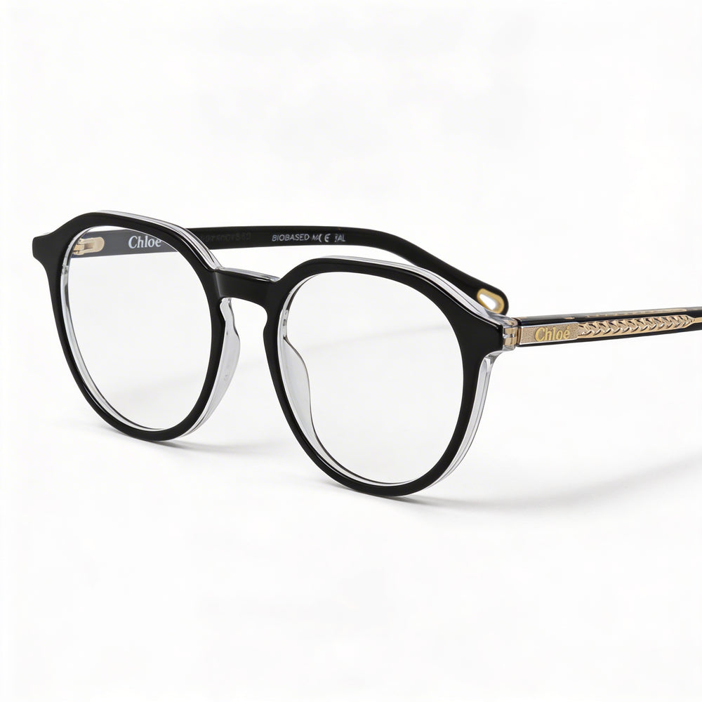 Chloe Ch0012o-007 Women's Black Transparent Bio Acetate Round/Oval Optical Eyeglass Frames 50mm