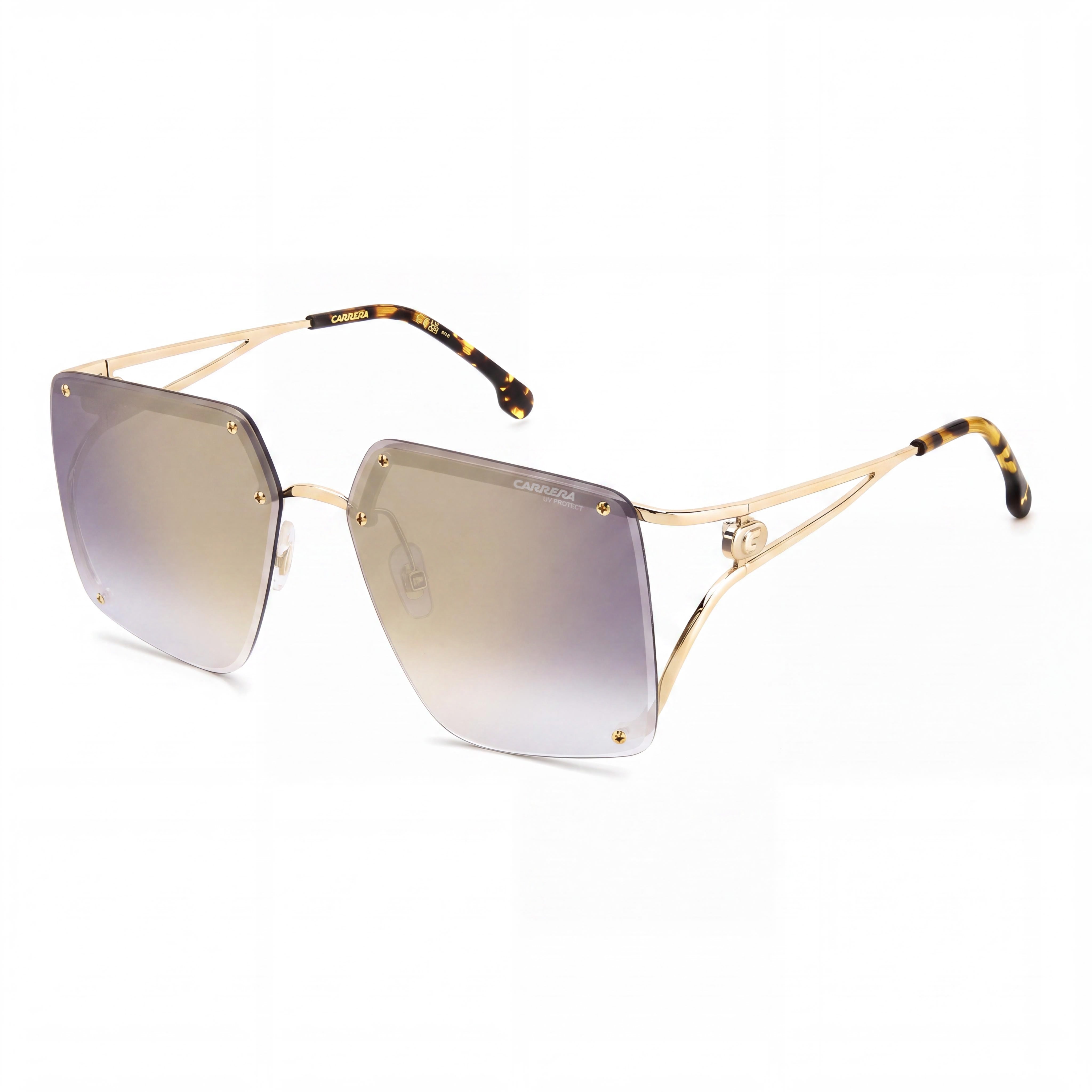 Carrera 3041/S Women's Stainless Steel Grey Gold Frame, Grey Shaded Gold Mirror Non-Polarized UV Protected Sunglasses 60mm, Photo 1