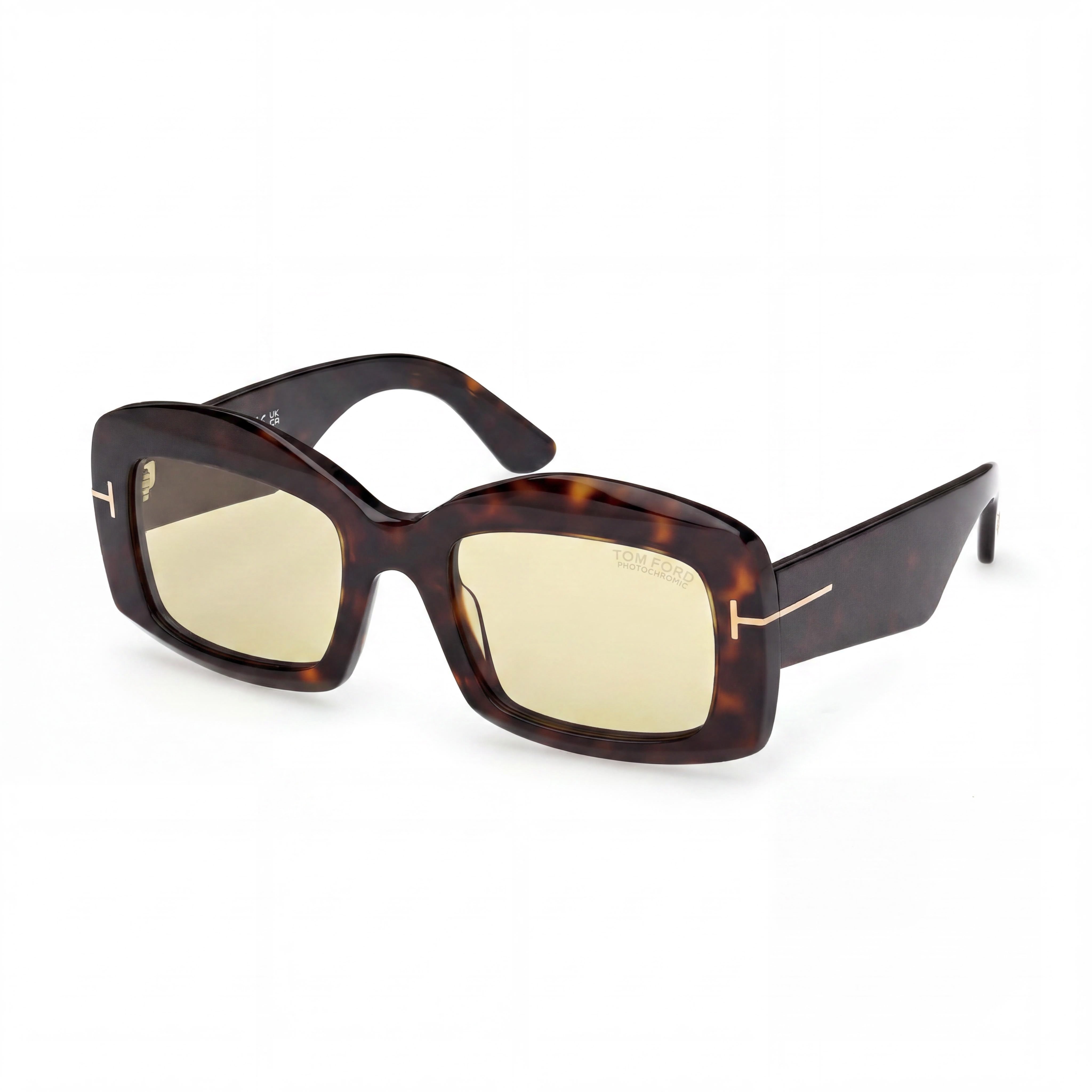 Tom Ford Modern Men's Eyewear with Dark Havana Frame and Brown Plastic Lenses, Lens Width 53, Bridge 21, Temple 140, Photo 1