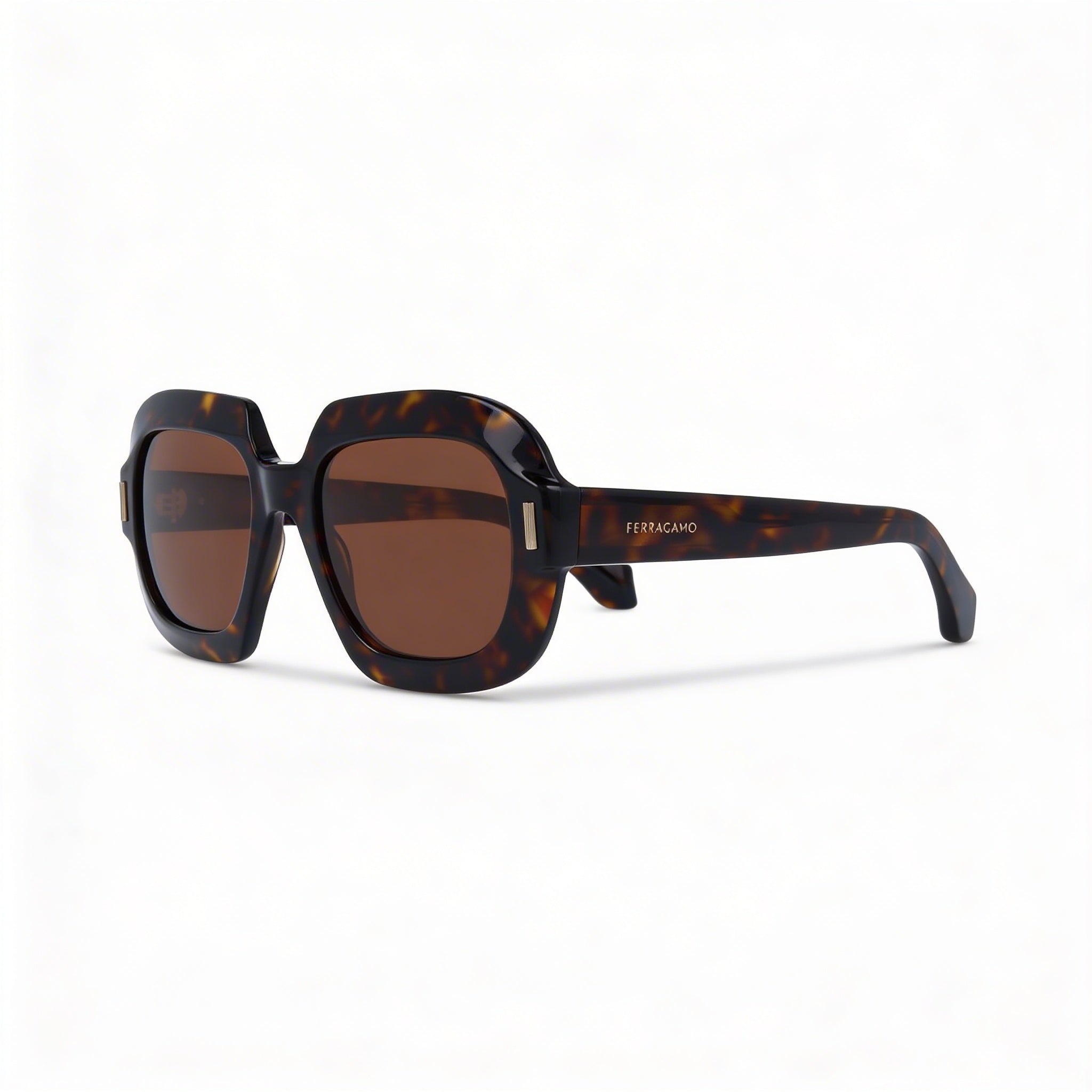 Gafas de sol Ferragamo Modern para hombre, sin polarizar, montura de acetato color carey oscuro, lentes de policarbonato 54-20-145, Photo 1