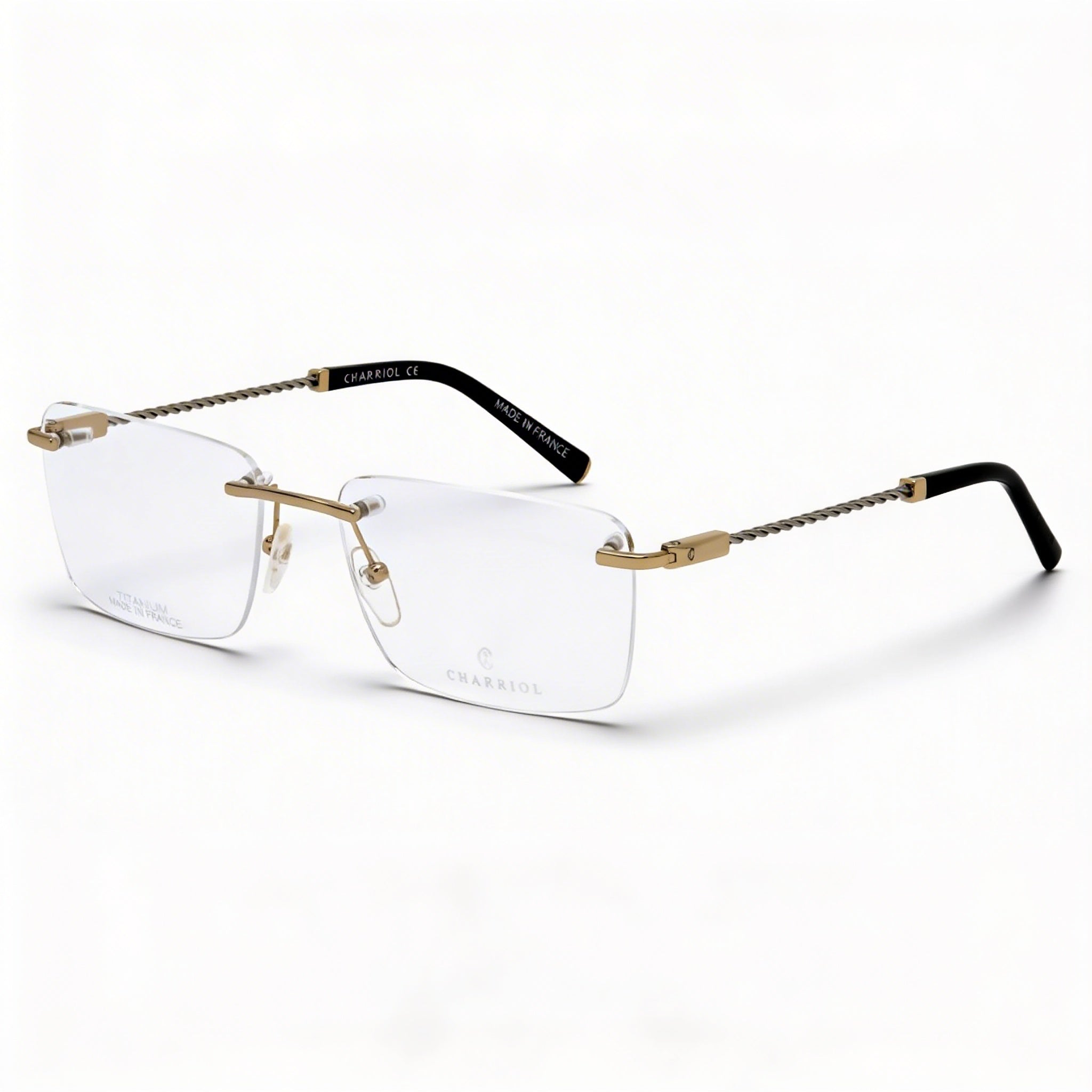 Charriol Pc75063 Men's Shiny Gold/Silver Metal Frame Eyeglasses Clear Polycarbonate Lenses, Lens 58mm Bridge 18mm, Photo 1
