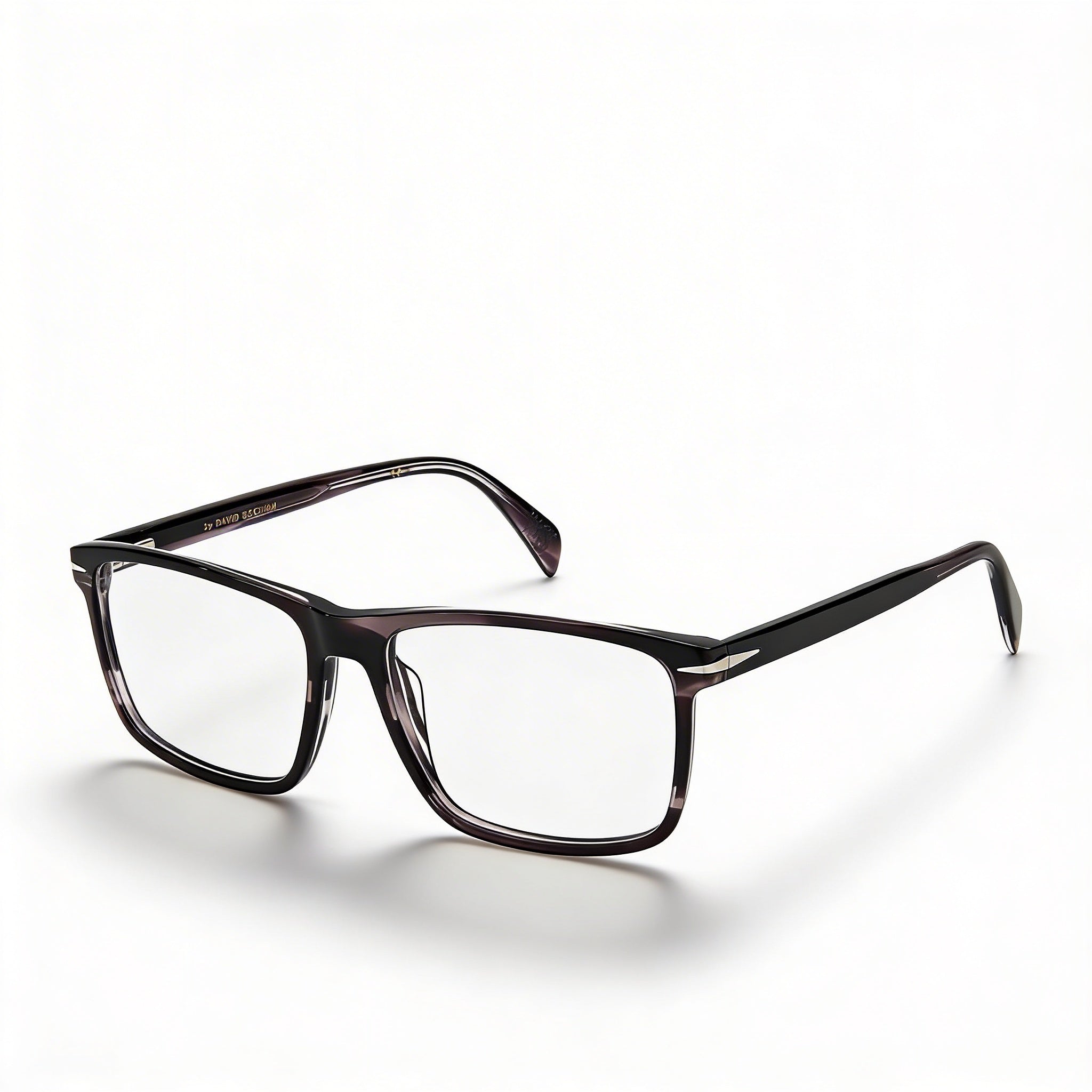 David Beckham Contemporary Unisex Titanium Frame Polycarbonate Lenses Grey Horn Eyewear 56, Photo 1