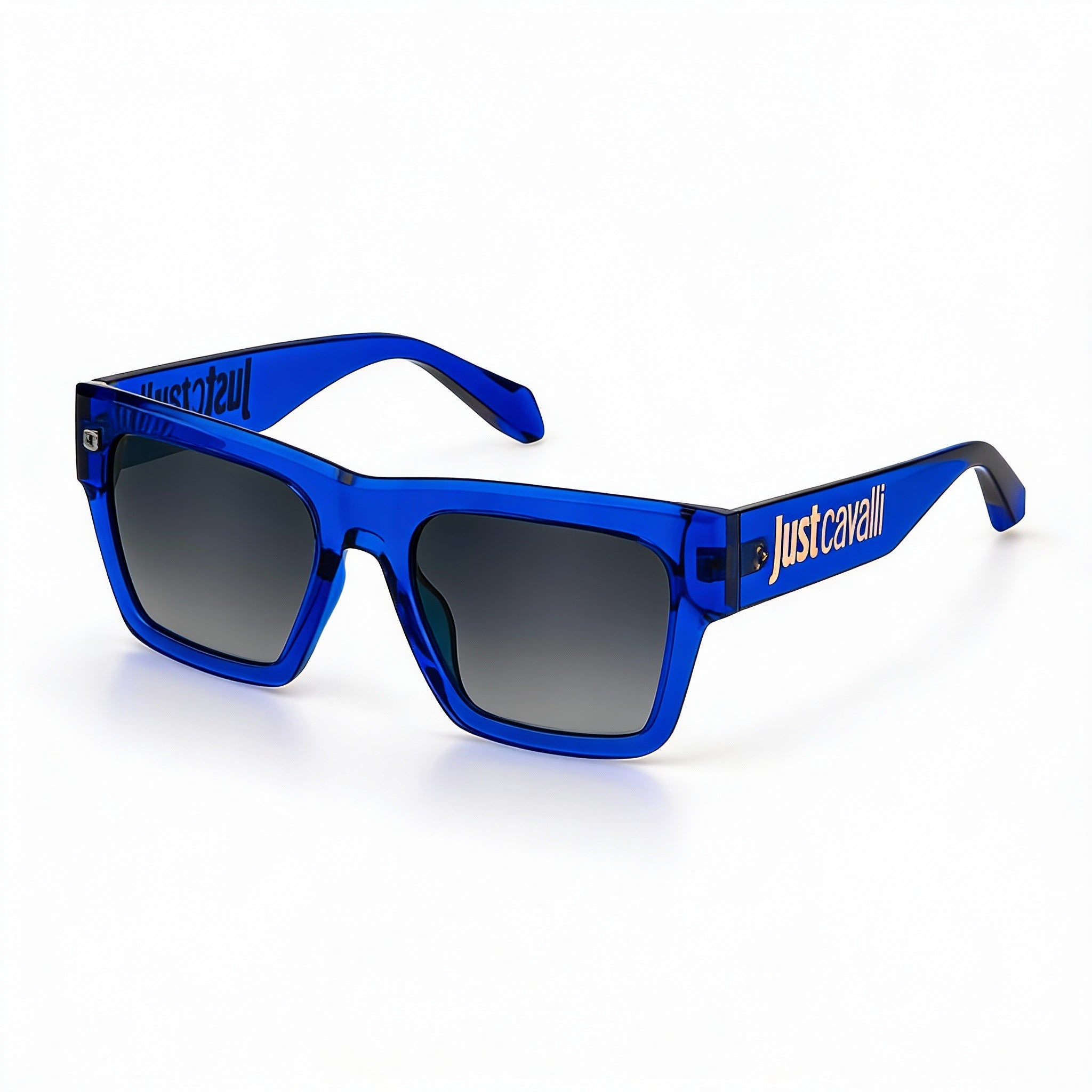 Just Cavalli Casual Injected Sunglasses for Men Transparent Blue Frame Smoke Gradient Lenses 54mm, Photo 1