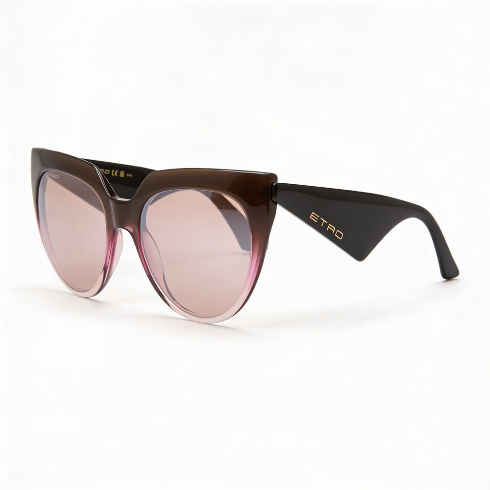 Etro Casual Women's Brown Fuchsia Acetate Sunglasses Pink Flash Silver Lenses 55-19-145