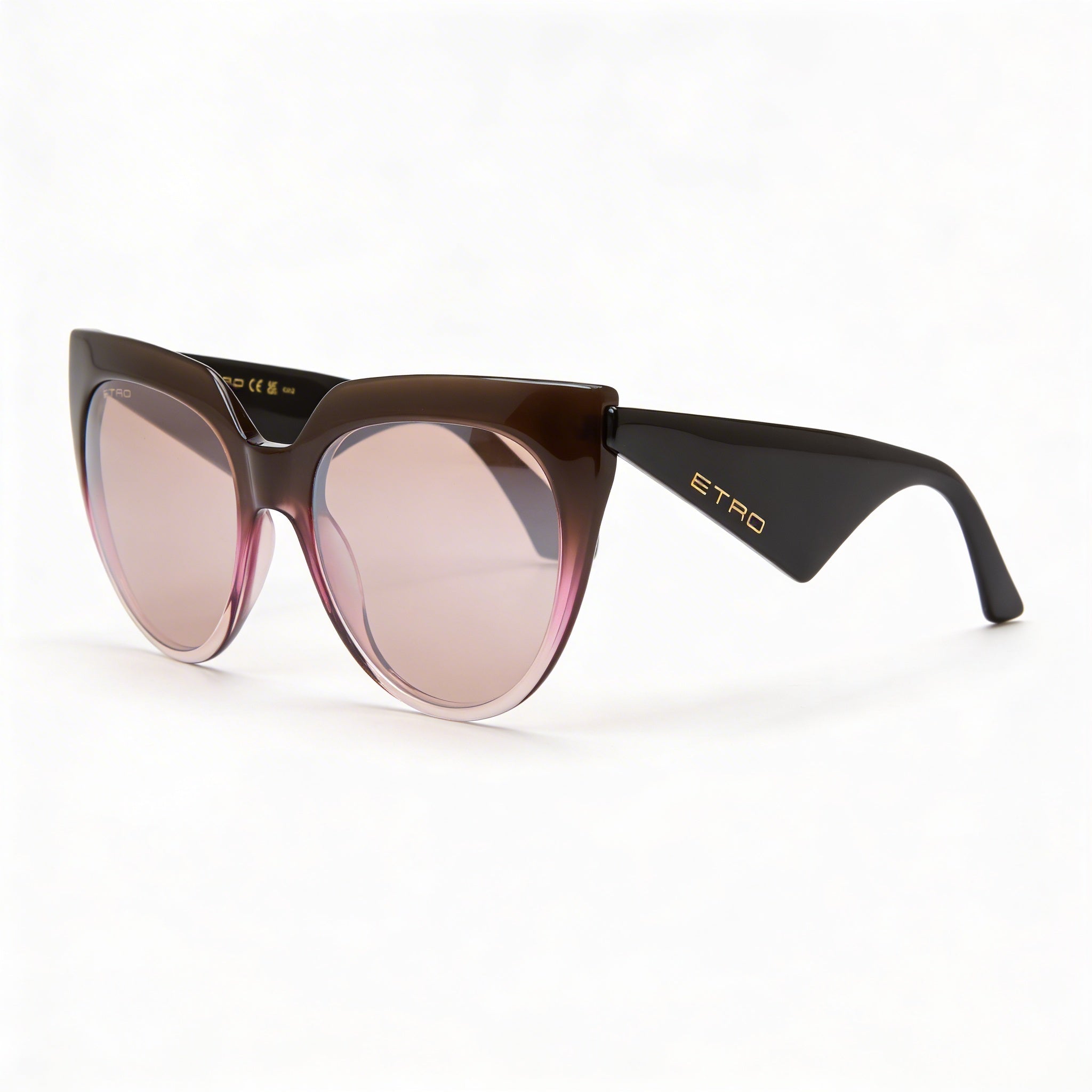Gafas de sol Etro casual para mujer, acetato marrón fucsia, lentes plateadas con efecto flash rosa 55-19-145, Photo 1