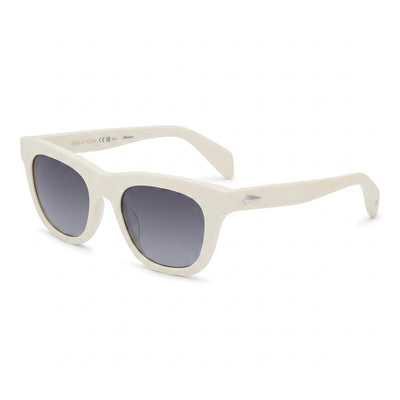 Gafas de sol informales unisex Rag & Bone con montura de aceite ecológico, blancas, lentes no polarizadas con degradado gris oscuro, 52 mm
