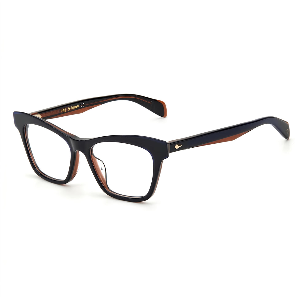 Gafas de sol unisex Rag & Bone con diseño de ojo de gato, montura de plástico azul y marrón con lentes fotocromáticas, talla 51-17-140