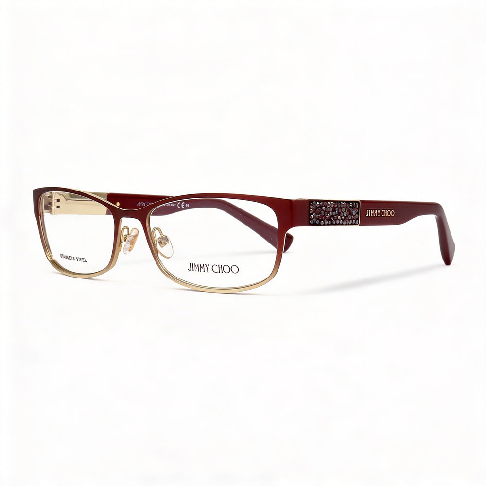 Gafas Jimmy Choo Clásicas de Hombre con Montura Semi Mate Roja de Acetato de Celulosa y Lentes de Policarbonato 54mm