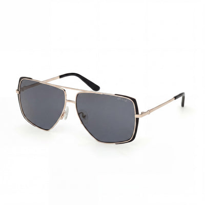 GUESS Oversized Metal Navigator Unisex Sunglasses, Matte Black Acetate Frame, Smoke Lenses 62-12-140