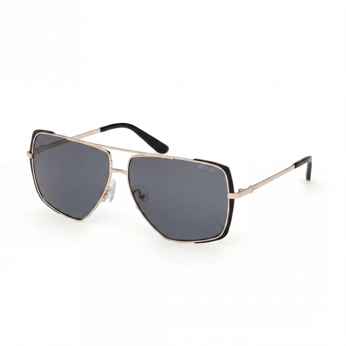 GUESS Oversized Metal Navigator Unisex Sunglasses, Matte Black Acetate Frame, Smoke Lenses 62-12-140, Photo 1