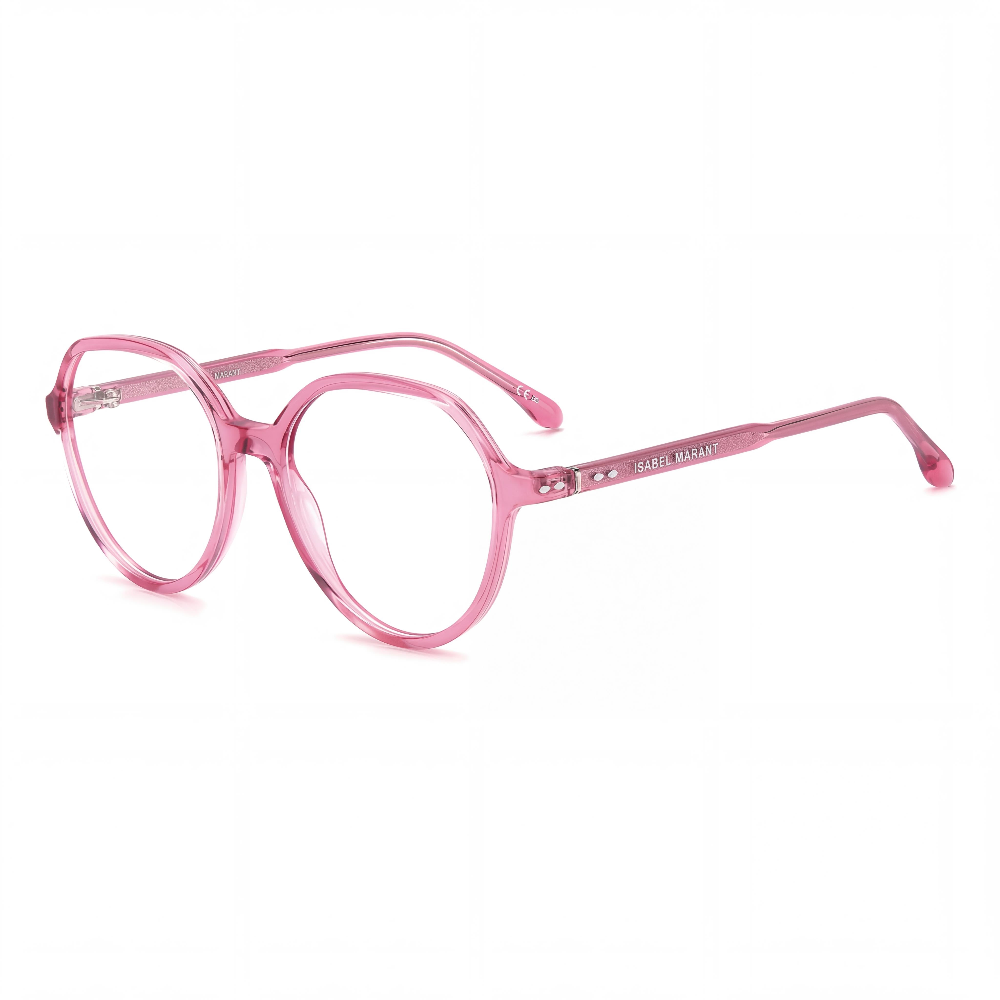 Isabel Marant 105861 Modern Women's Transparent Pink Acetate Oval Eyeglasses with Pink Polycarbonate Lenses 54mm, Photo 1